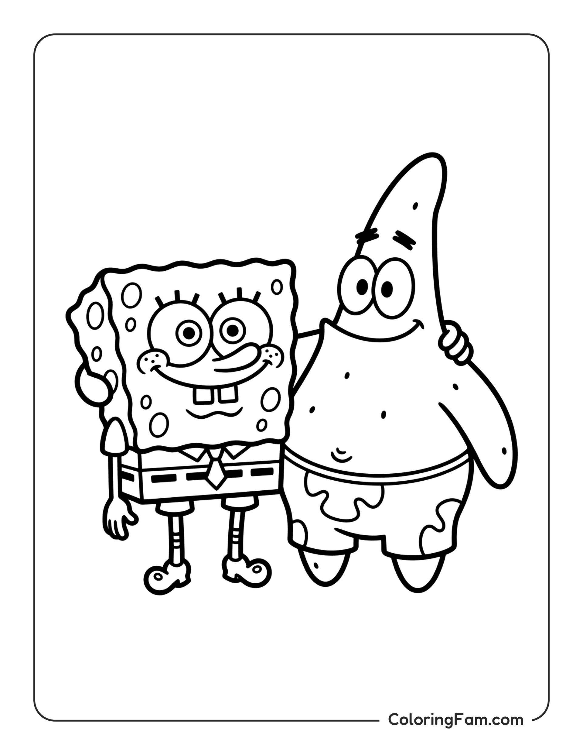 Spongebob Patrick Hugging coloring page