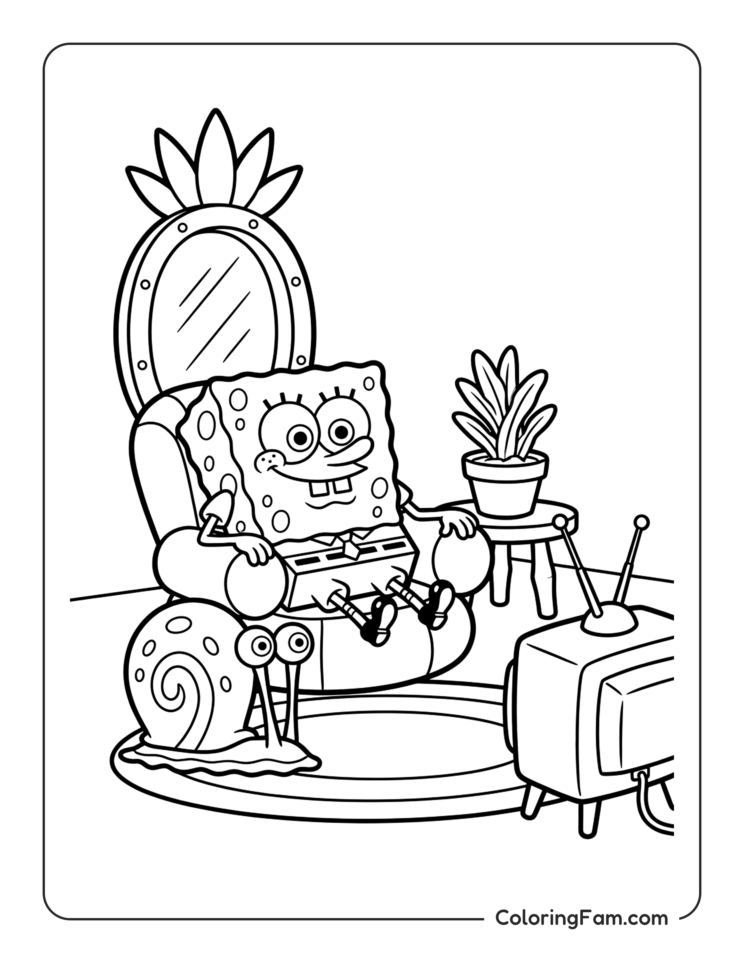 Spongebob Relaxing On Couch coloring page