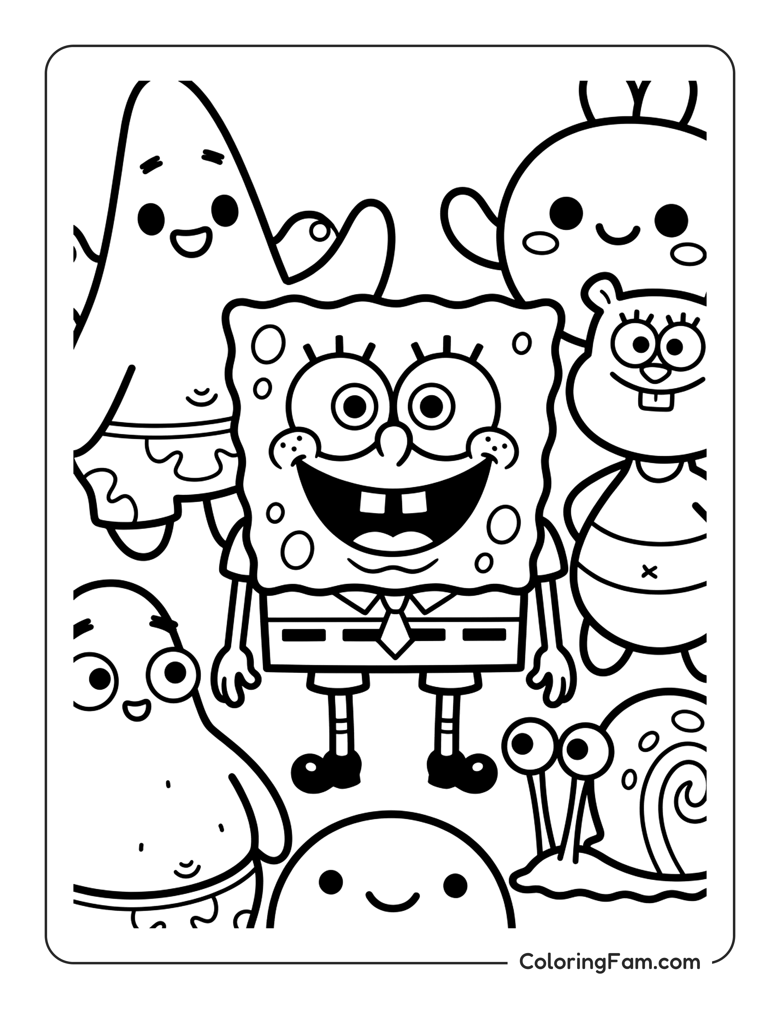 Spongebob With Friends coloring page