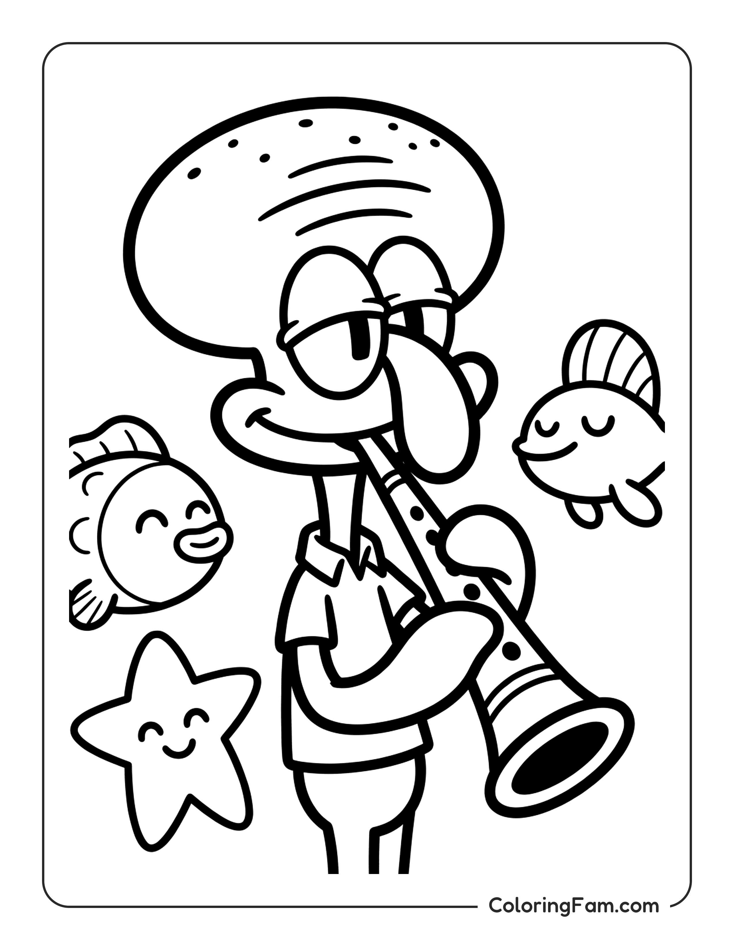 Squidward Playing Clarinet coloring page