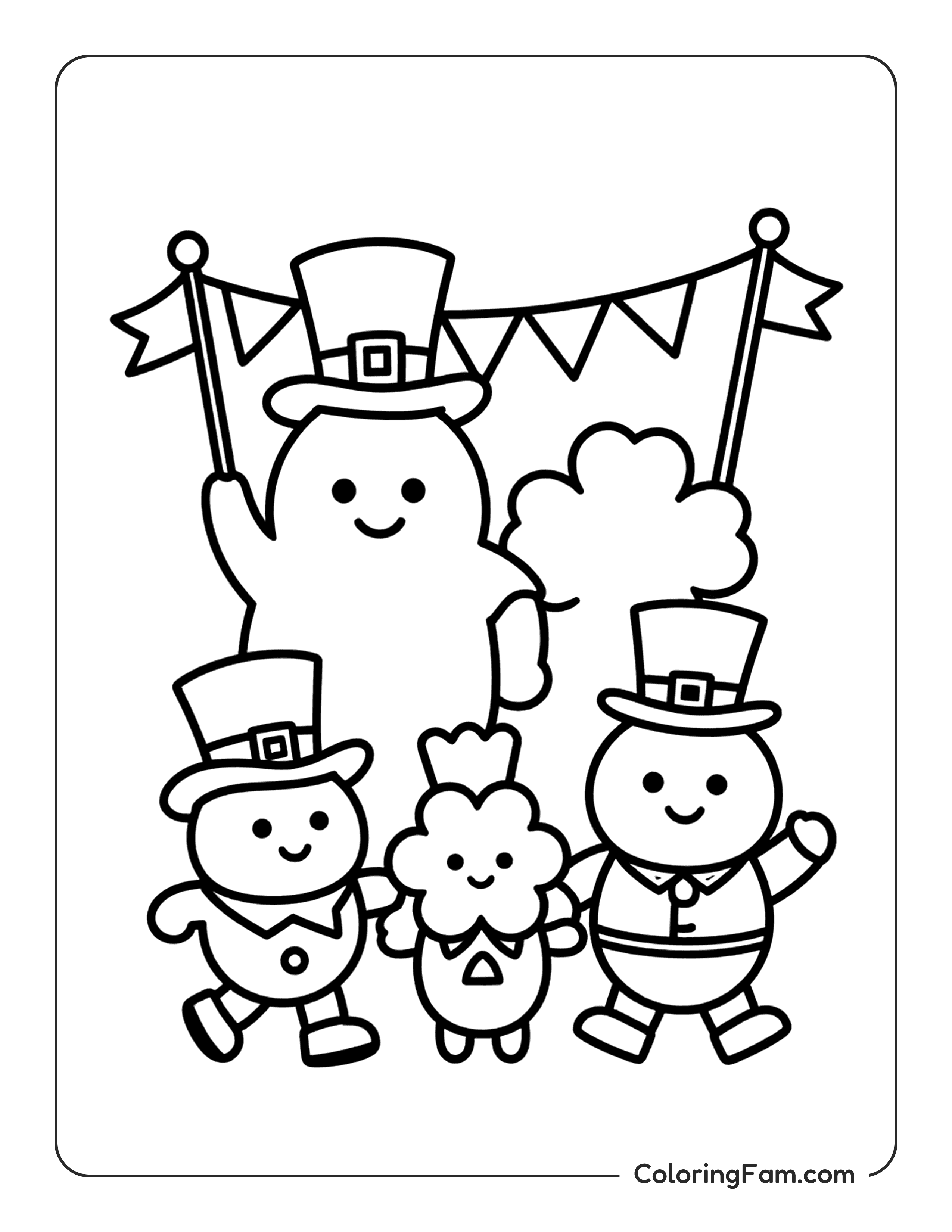 St Patricks Day Parade With Flags And Banners coloring page