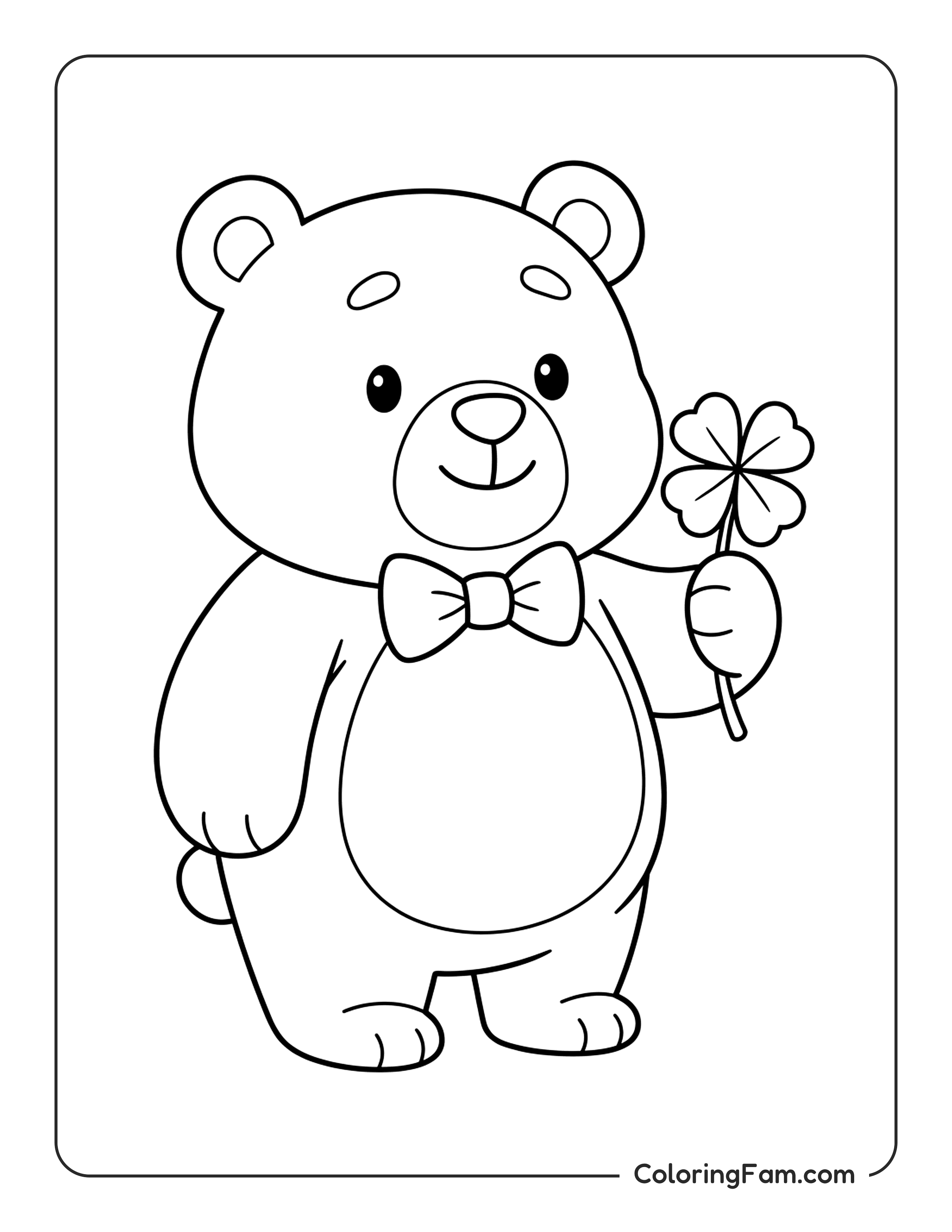 Bear Holding Clover coloring page