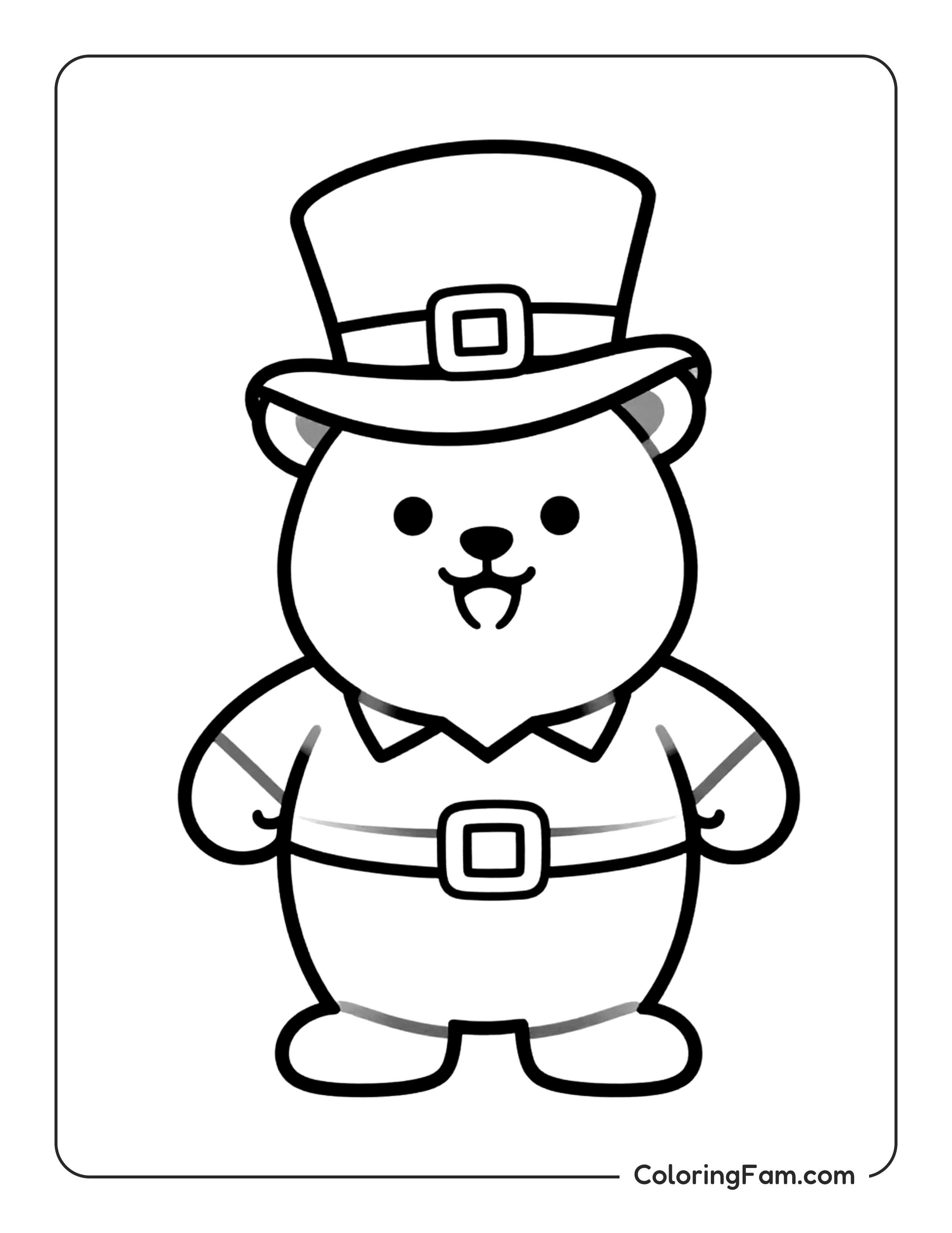 Bear Wearing Leprechaun Hat coloring page