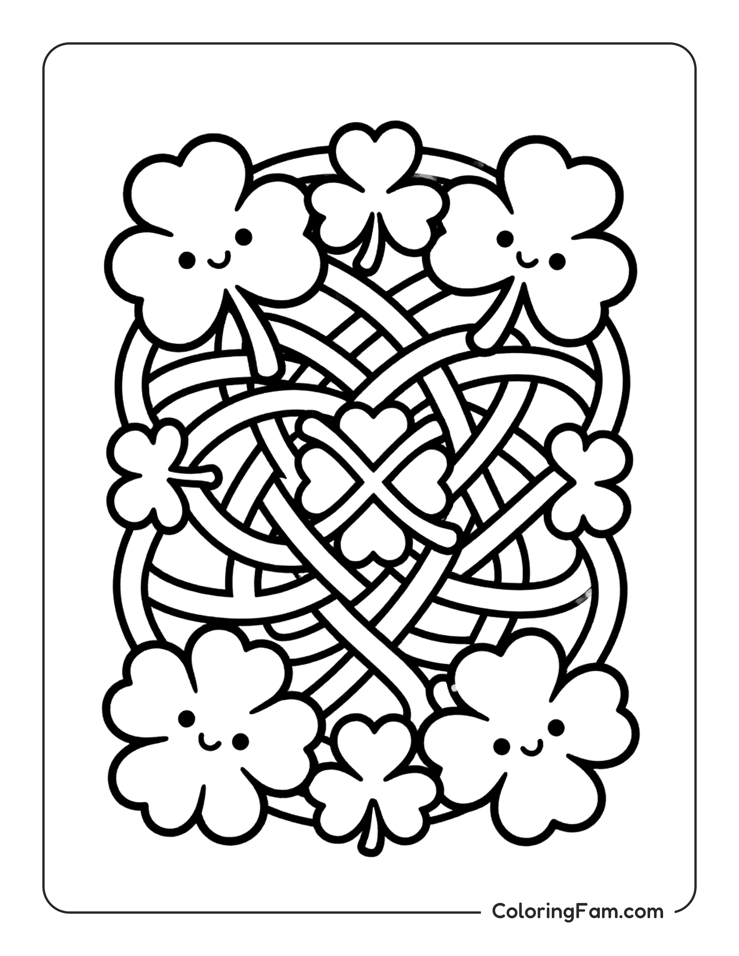 Clover With Celtic Knot coloring page