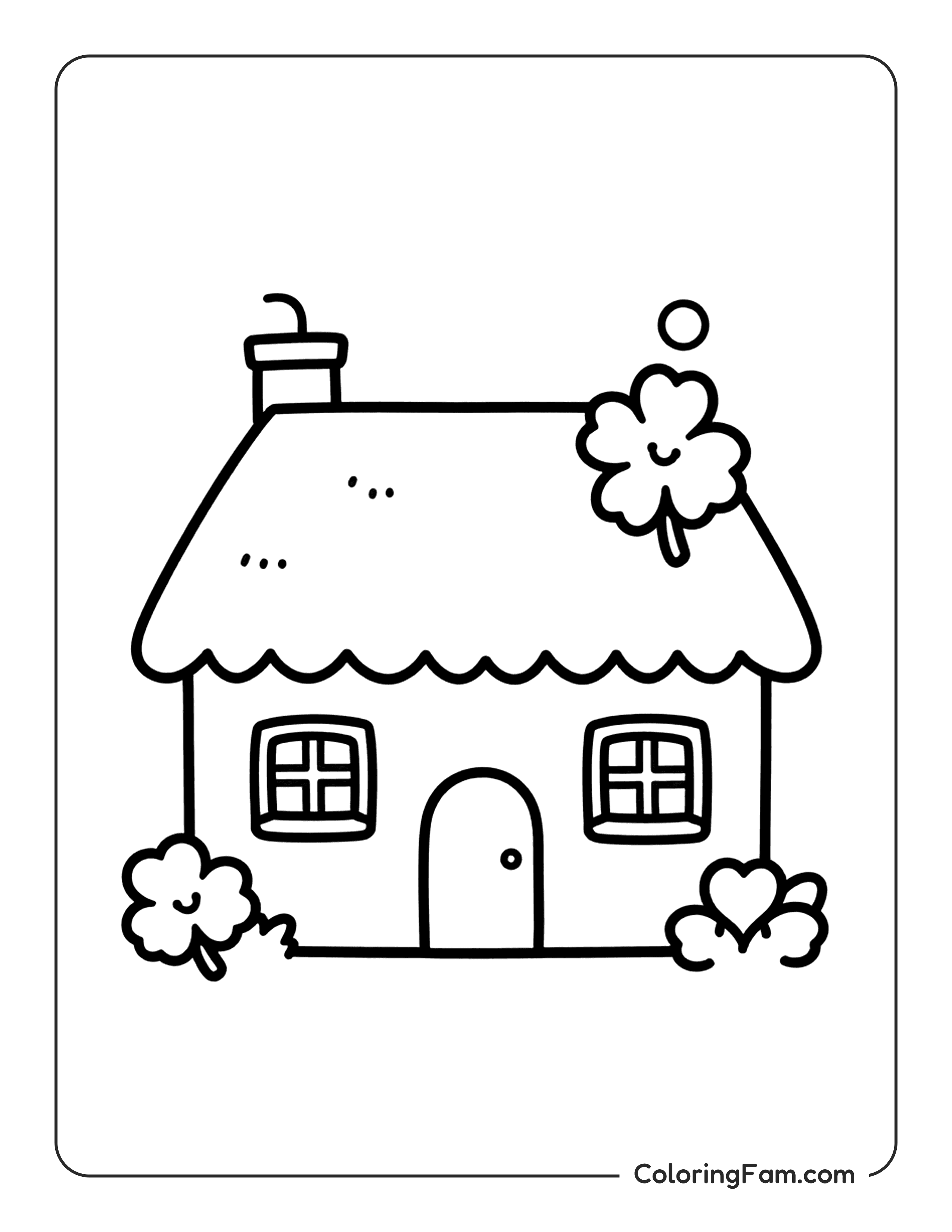 House With Shamrocks coloring page