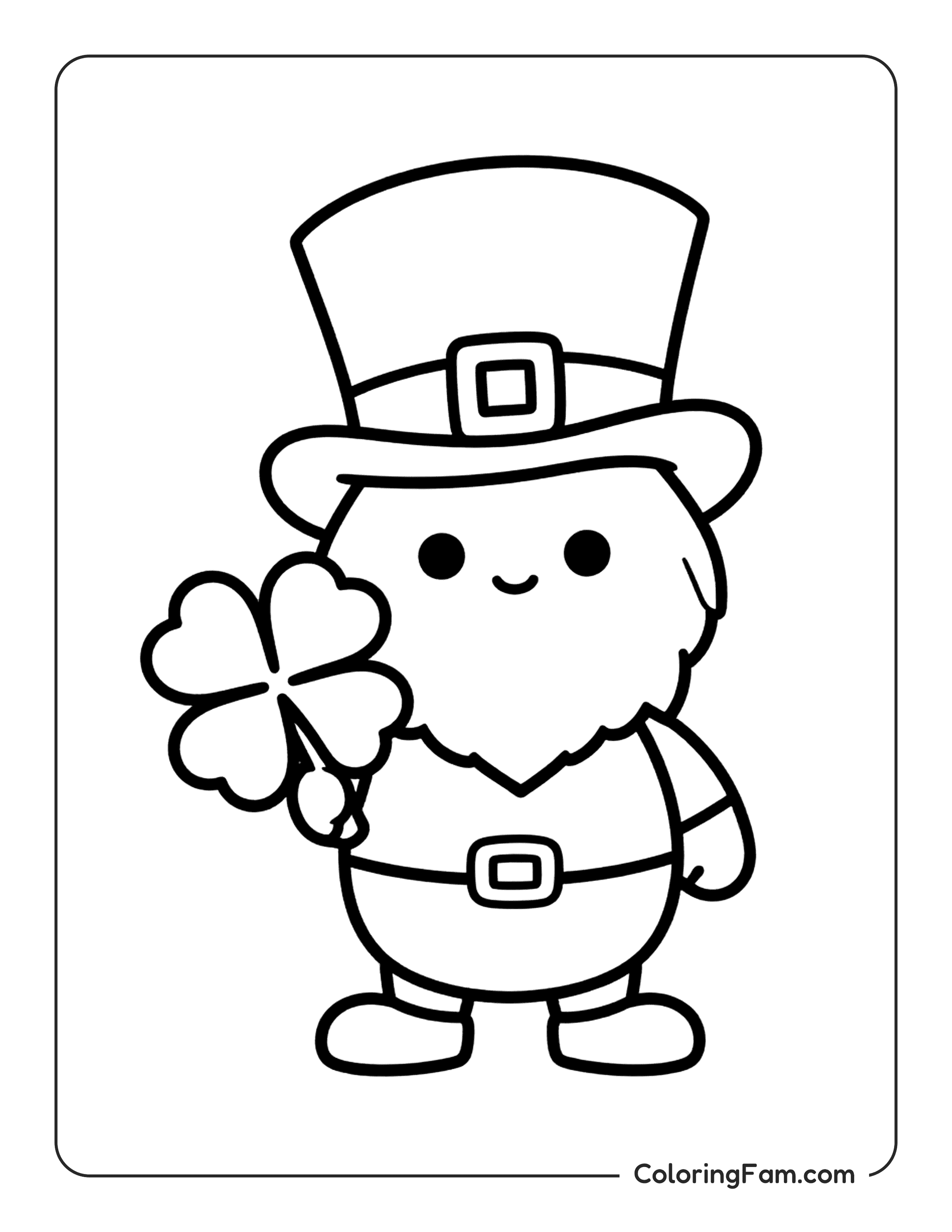 Leprechaun Holding Clover coloring page