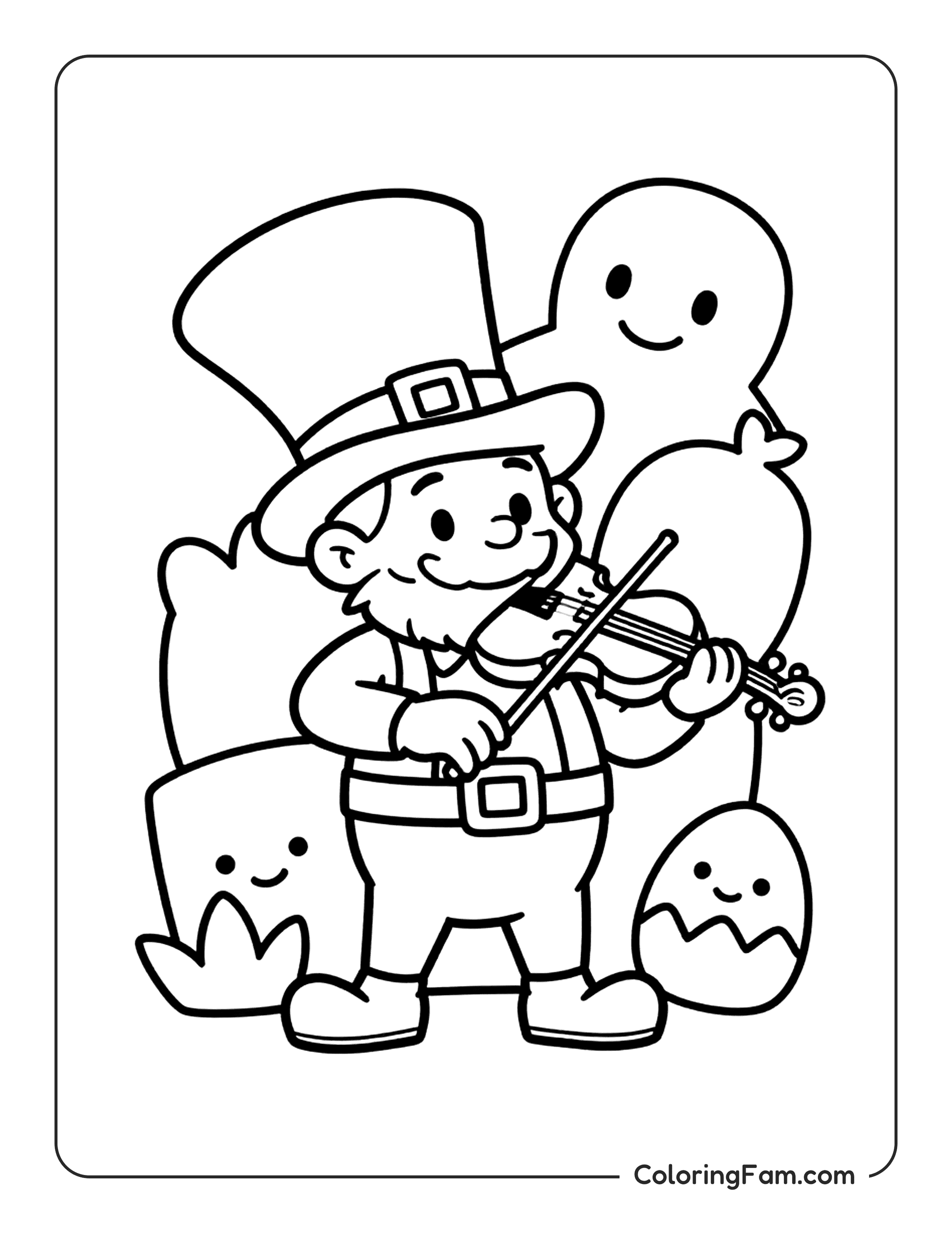 Leprechaun Playing Violin coloring page