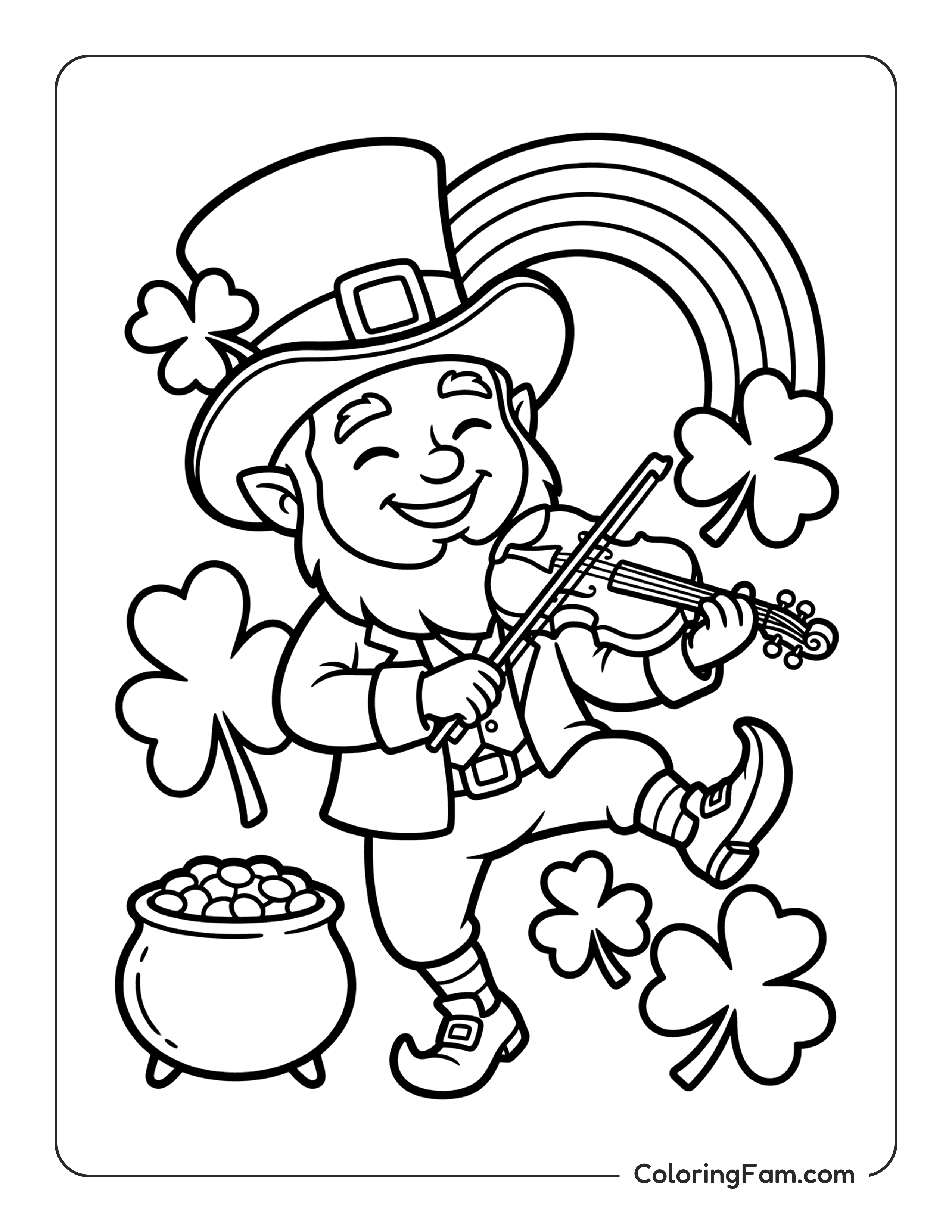 Leprechaun Playing Violin coloring page