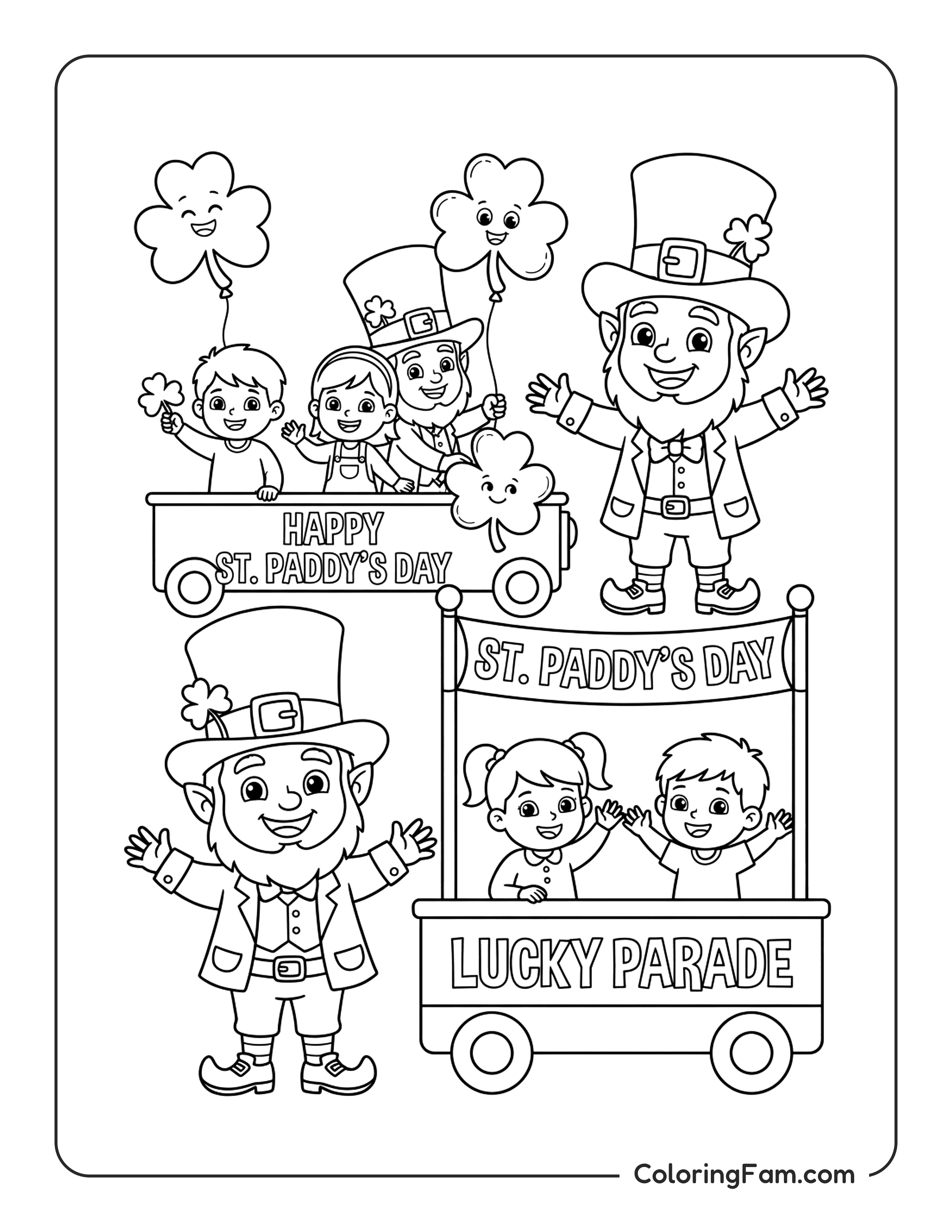 Leprechaun St Paddys Day Parade coloring page