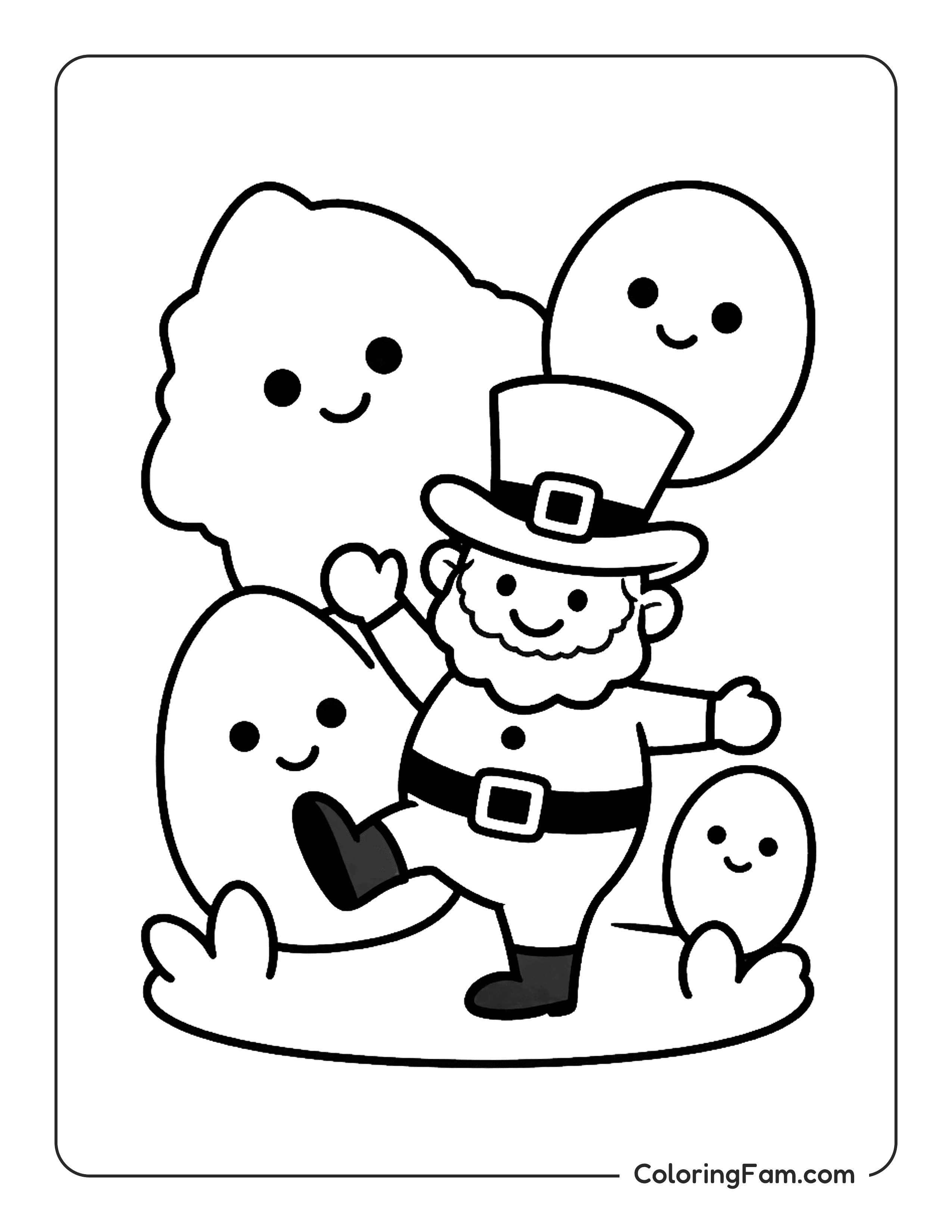 Leprechaun With Clouds coloring page