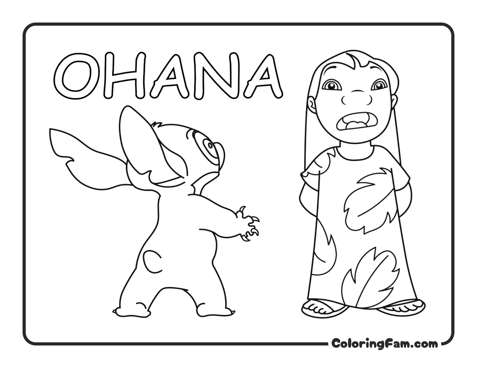 Lilo and Stitch Cool Pose with Sunglasses coloring page printable