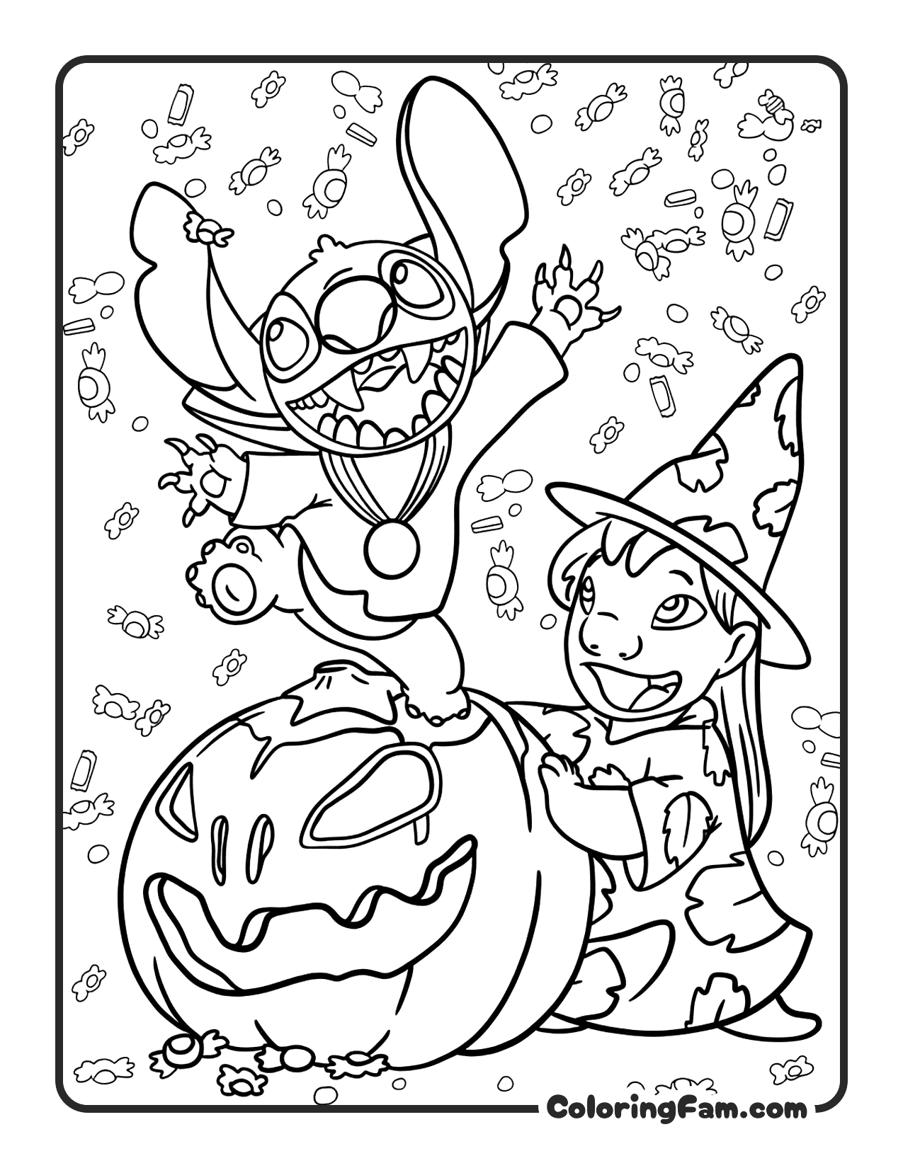 Lilo and Stitch Halloween Costumes coloring page printable