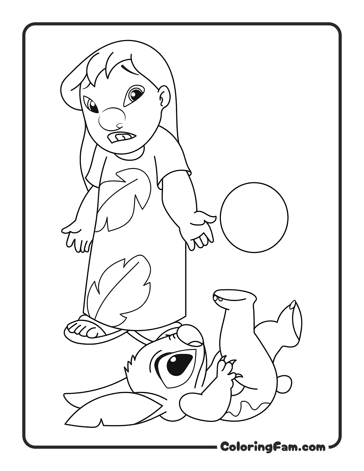 Lilo Watching Stitch Handstand coloring page printable