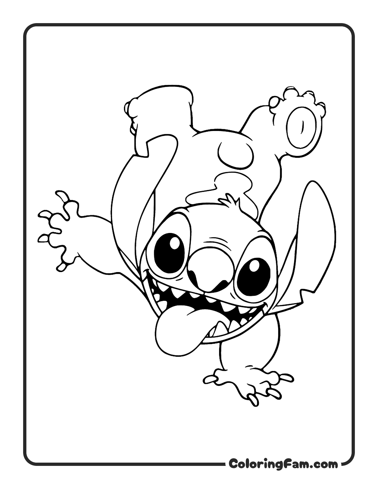 Stitch handstanding coloring page printable