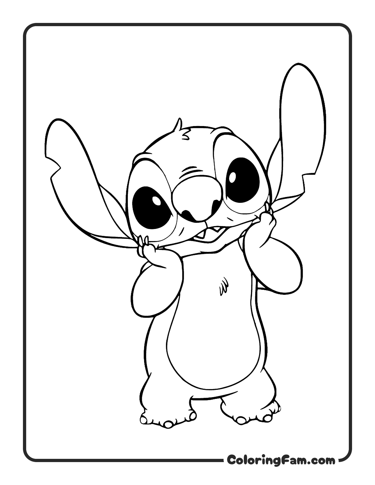 Stitch holding his face coloring page printable