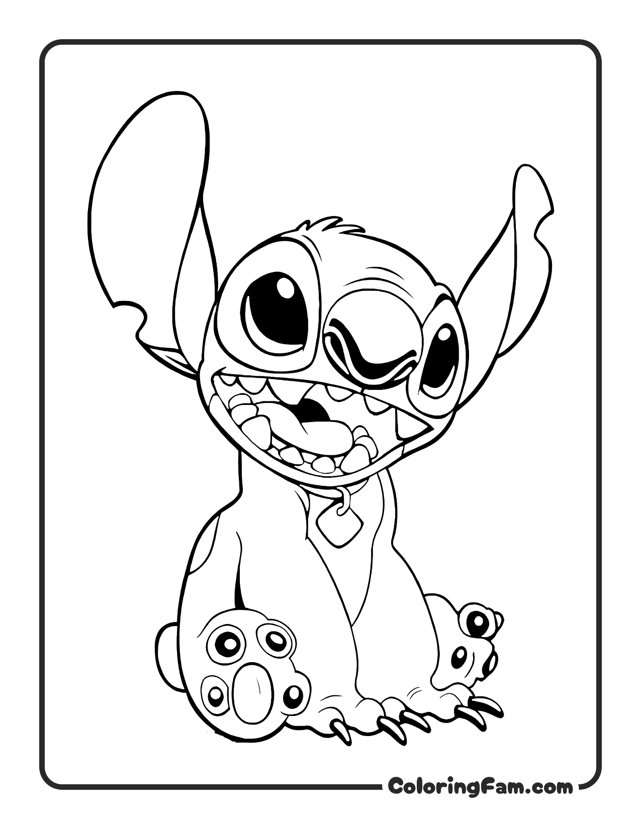Stitch laughing happily coloring page printable
