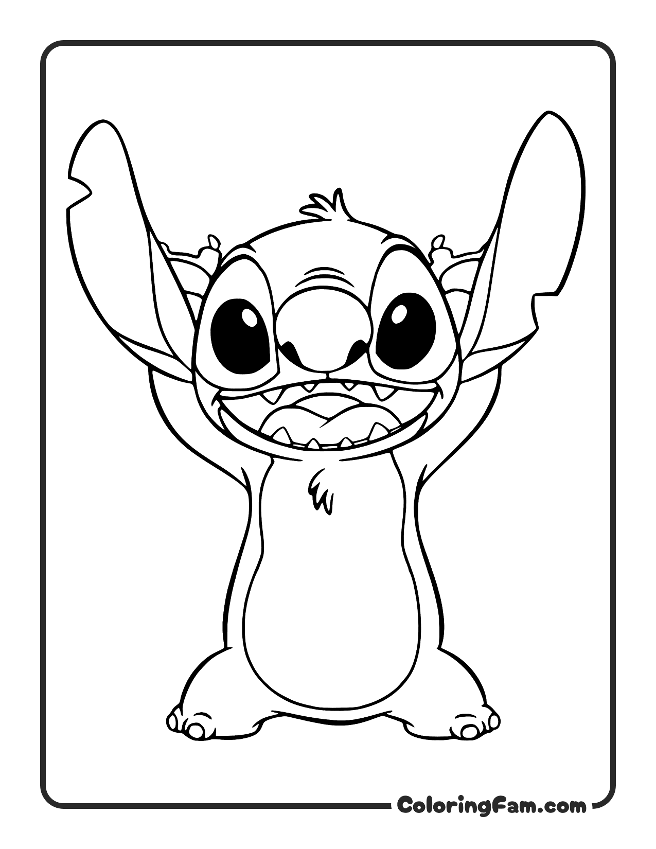 Stitch pulling his ears coloring page printable