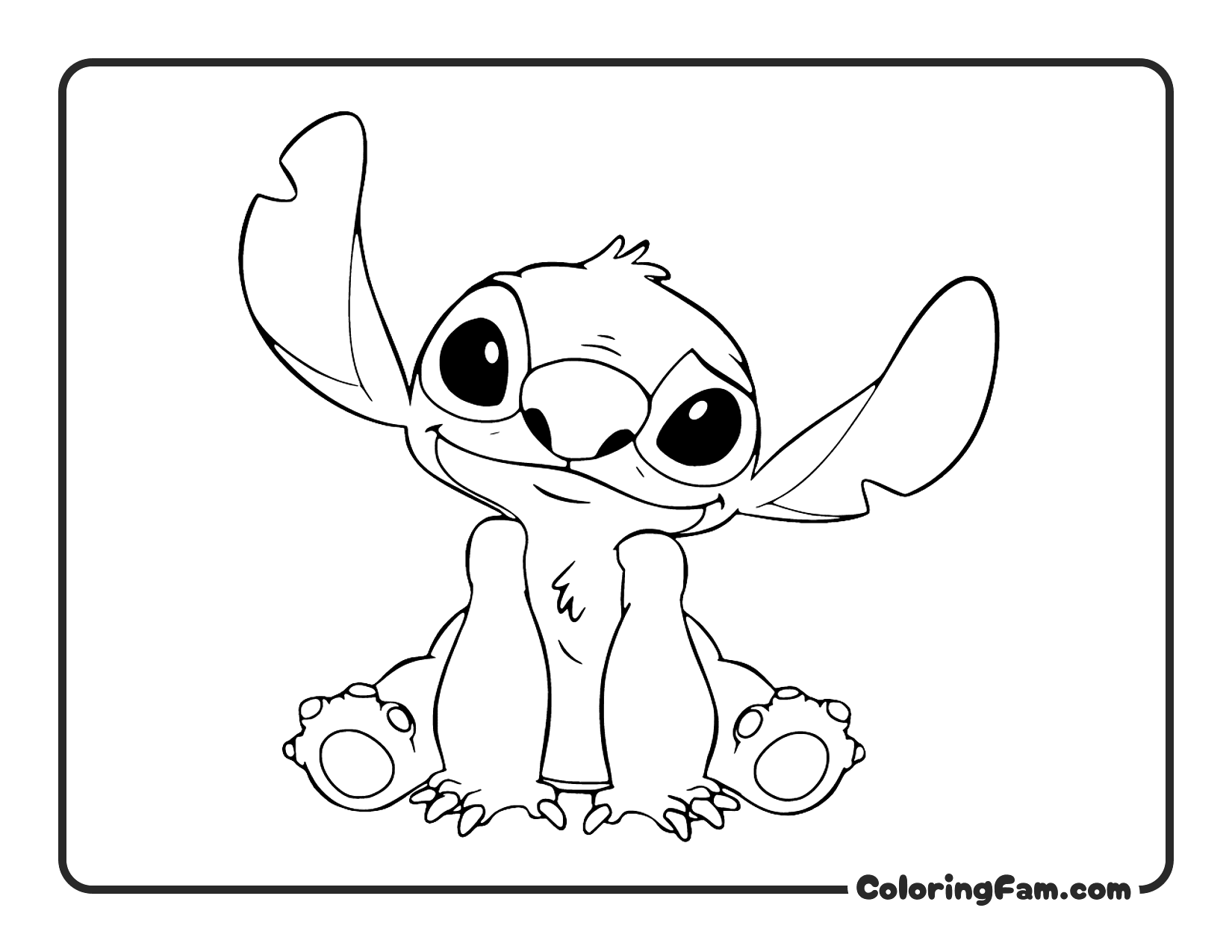 Stitch sitting nicely coloring page printable