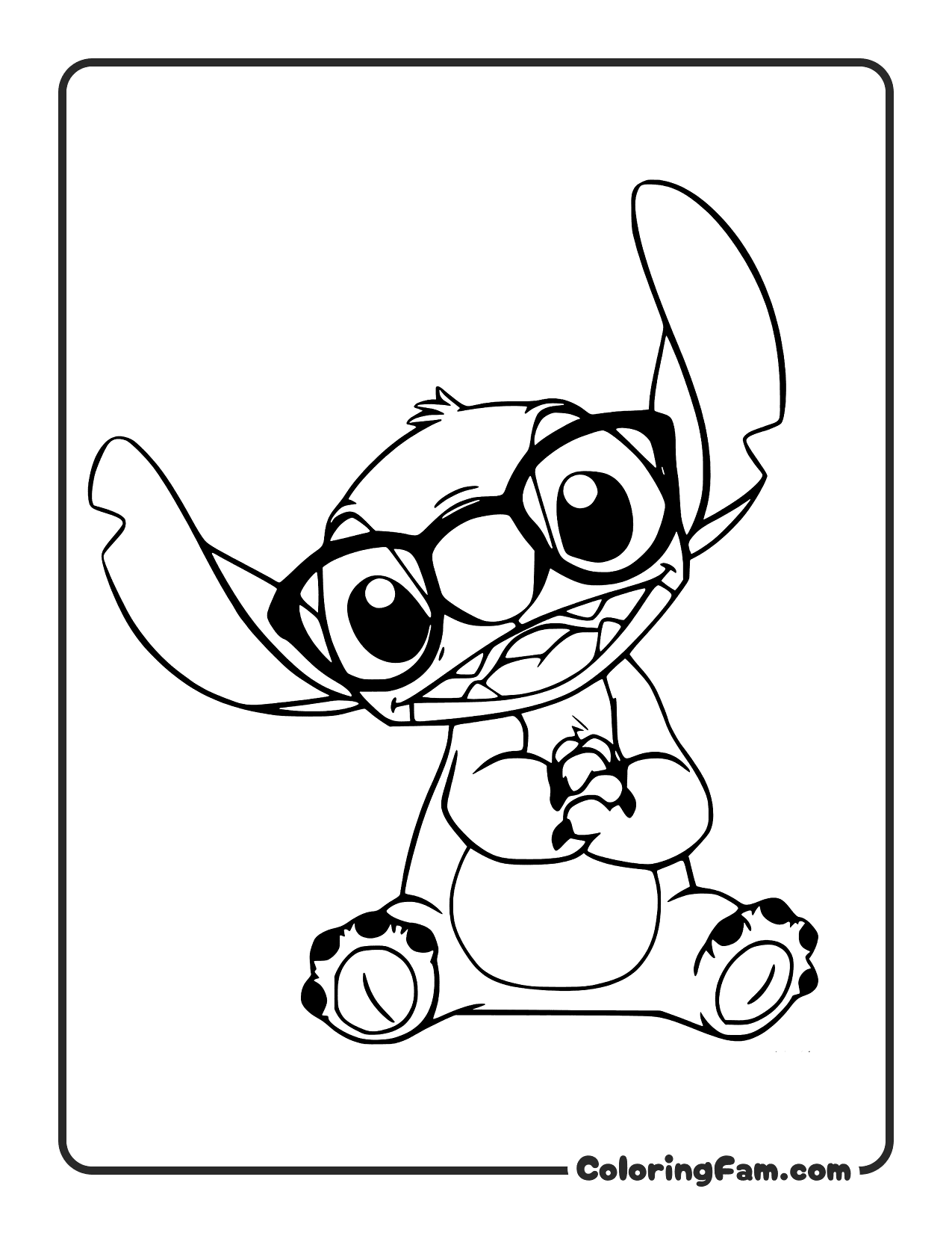 Stitch wearing glasses coloring page printable
