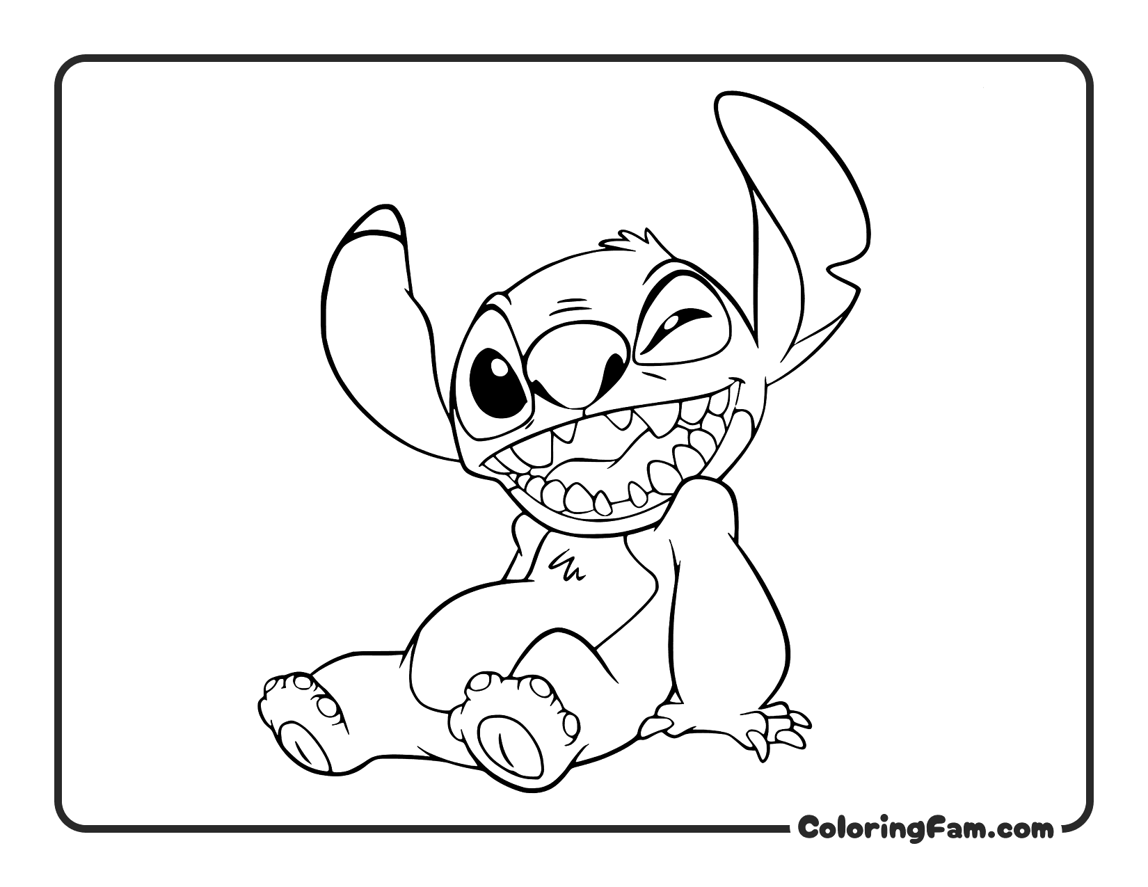 Stitch winking playfully coloring page printable
