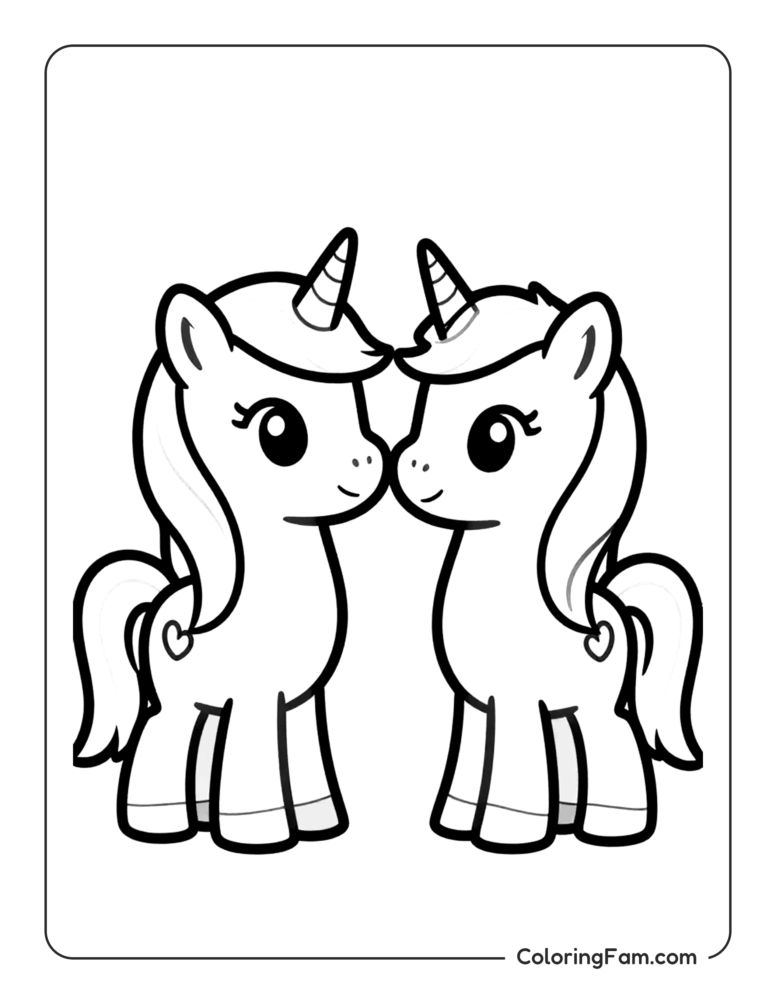040 Pair Of Unicorns Touching Horns Forming A Heart