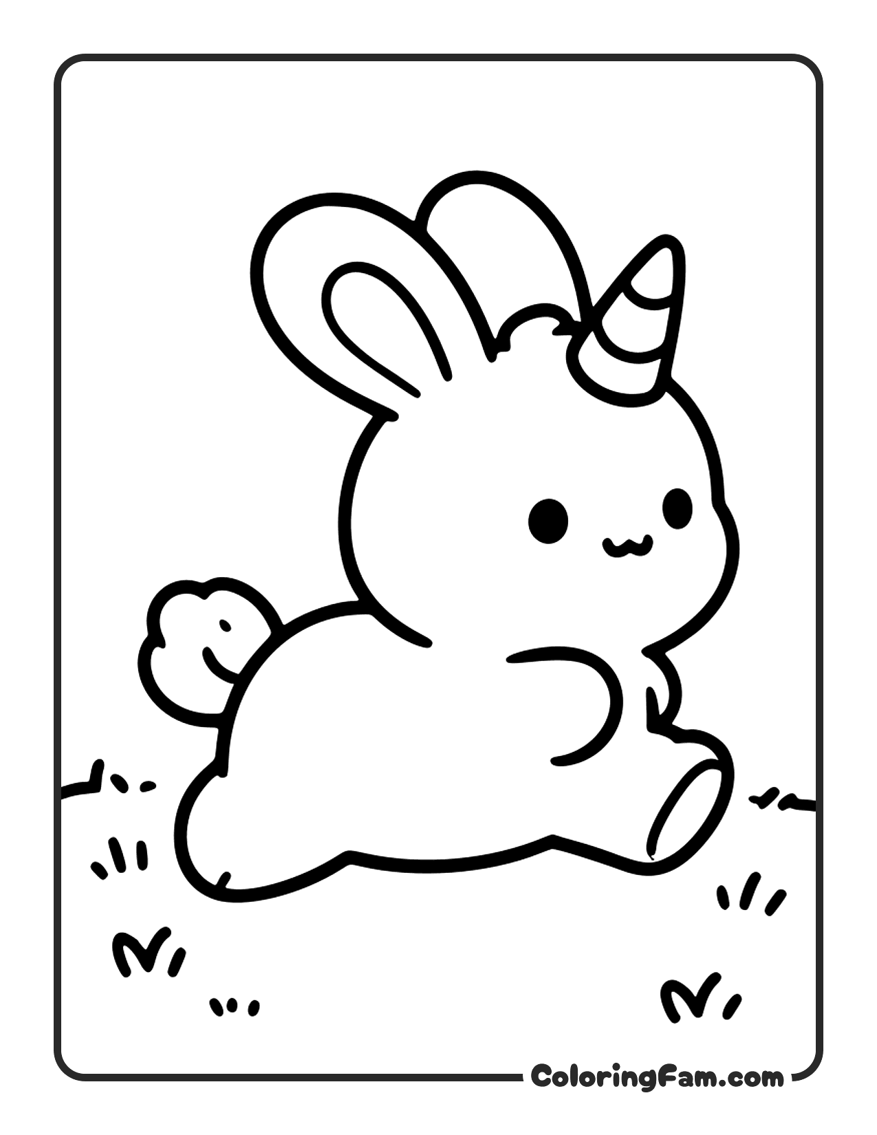 Bunny Unicorn Running Grass coloring page