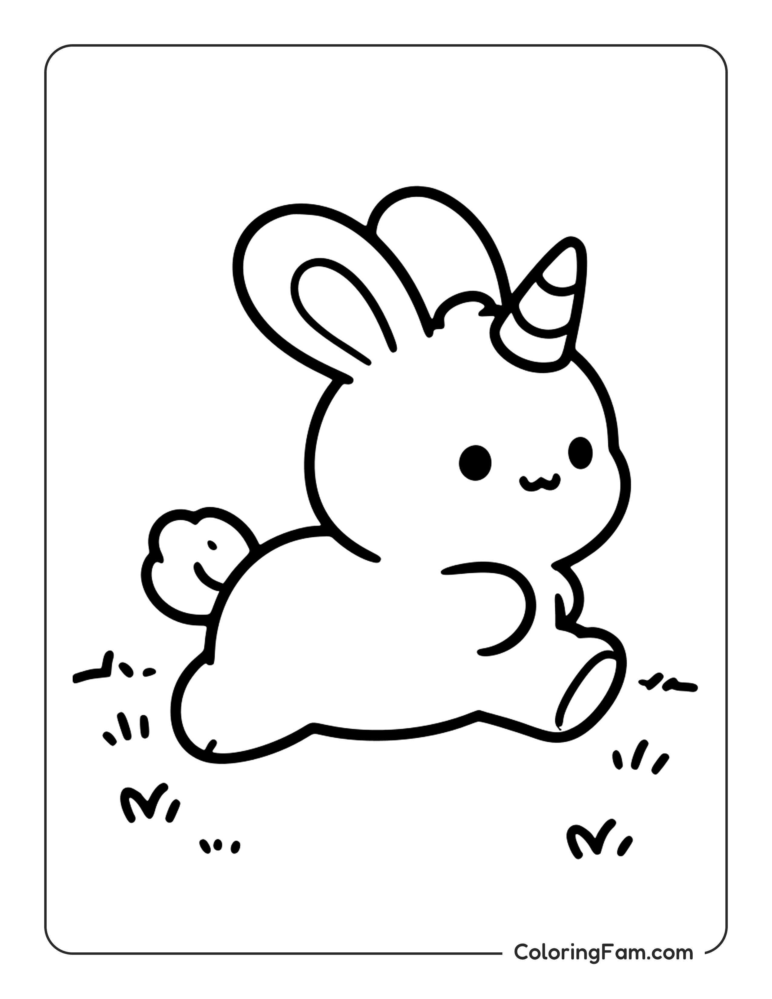 Bunny Unicorn Running Grass coloring page