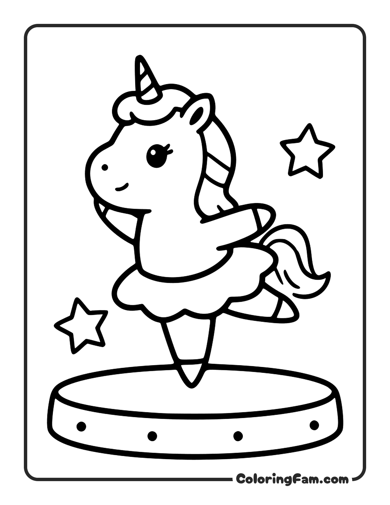 Unicorn Dancing On Stage coloring page