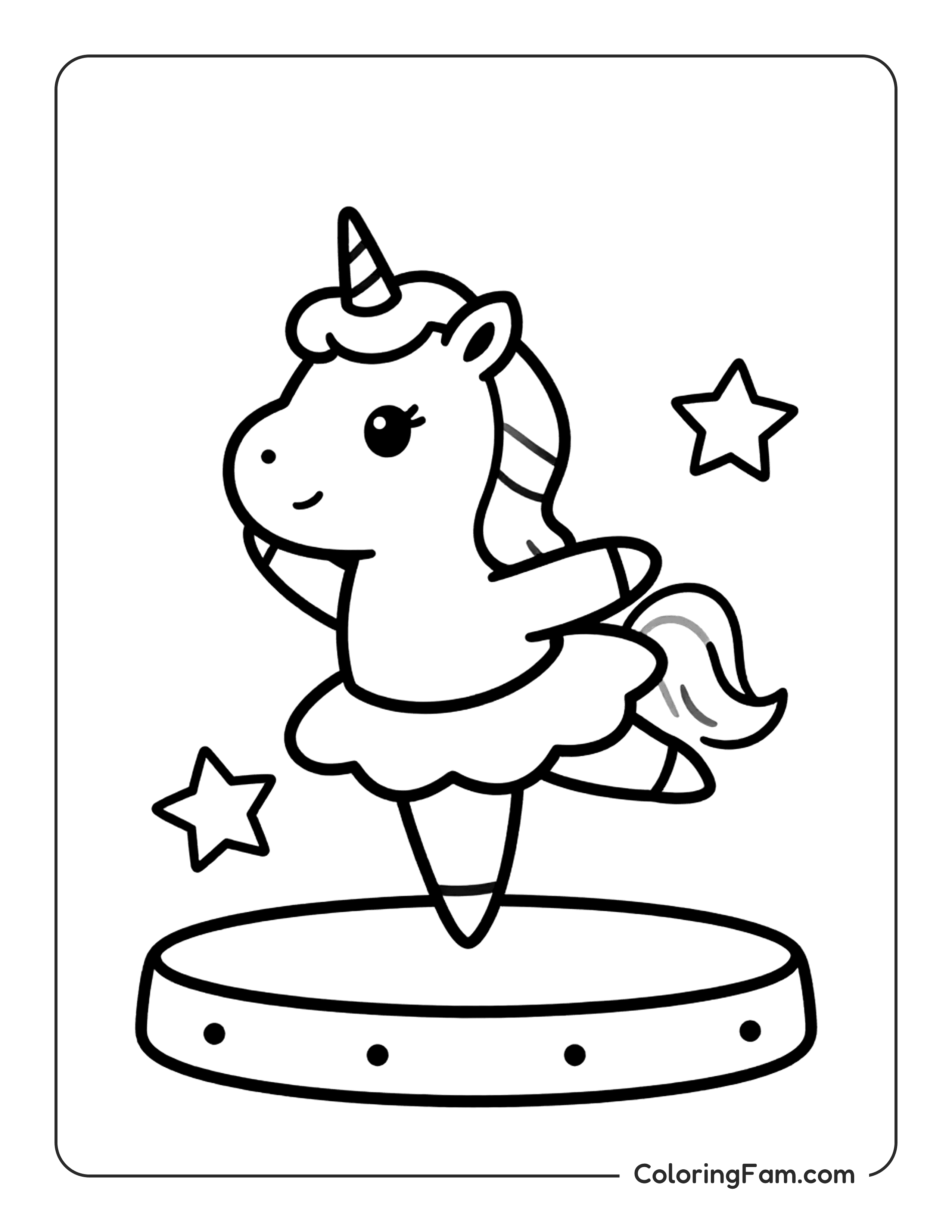 Unicorn Dancing On Stage Coloring Page Coloringfam