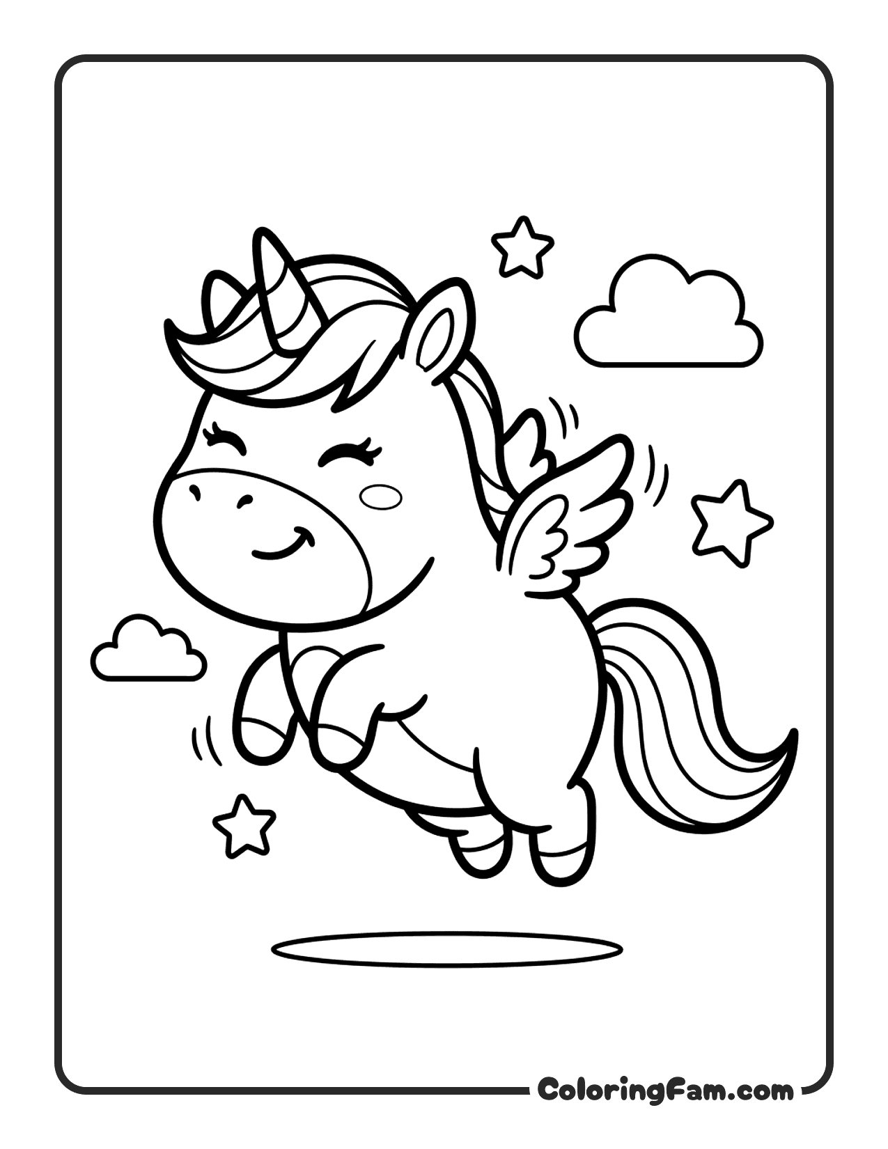 Unicorn Flying With Wings coloring page