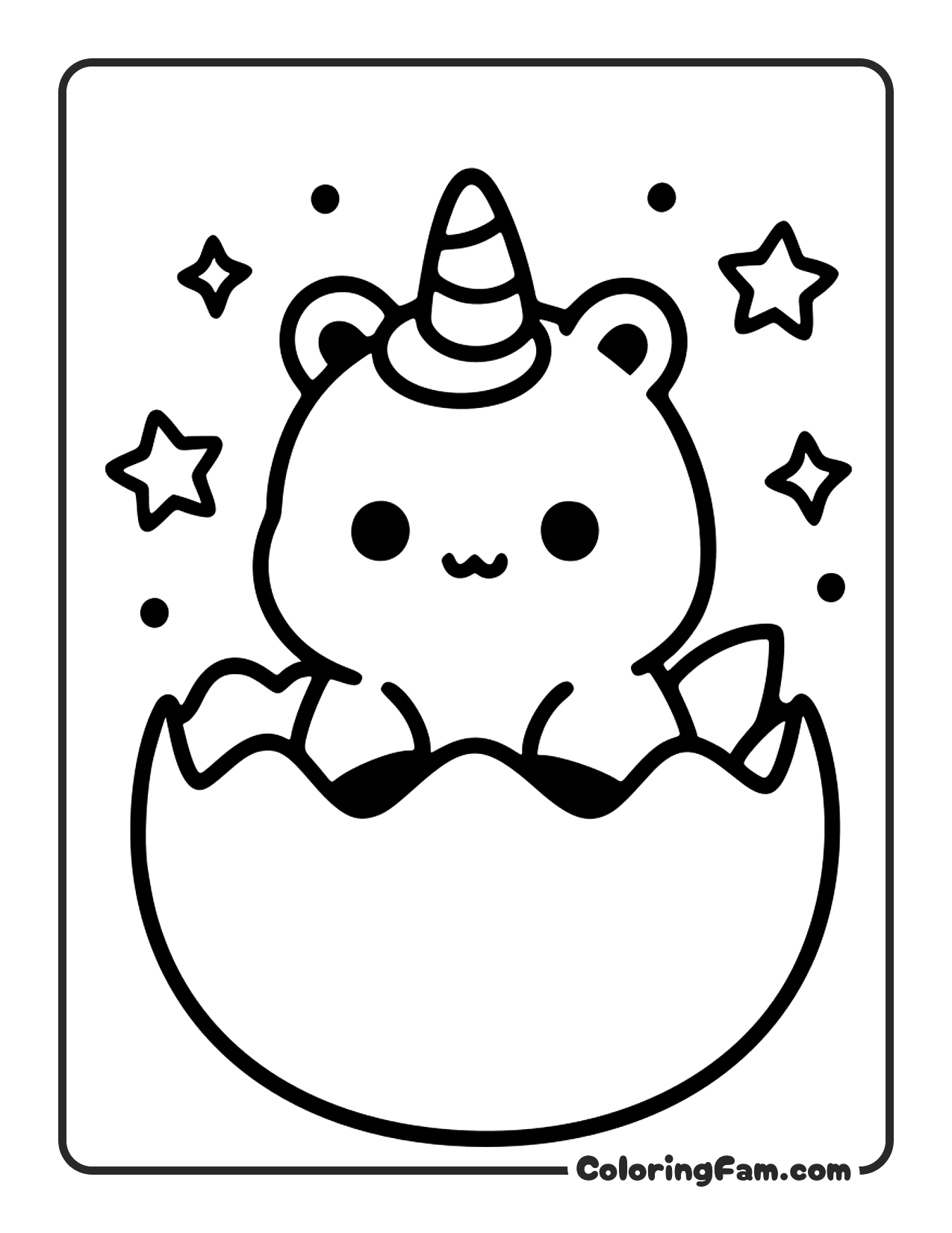 Unicorn Hatching From Egg coloring page