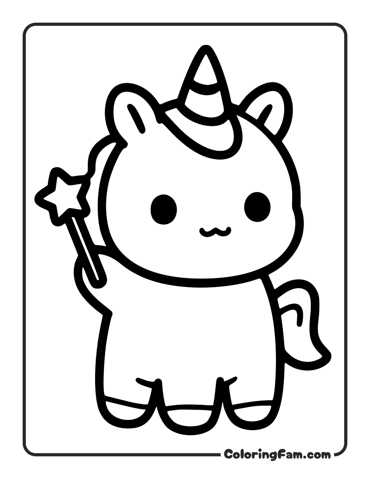 Unicorn Holding Star Wand coloring page