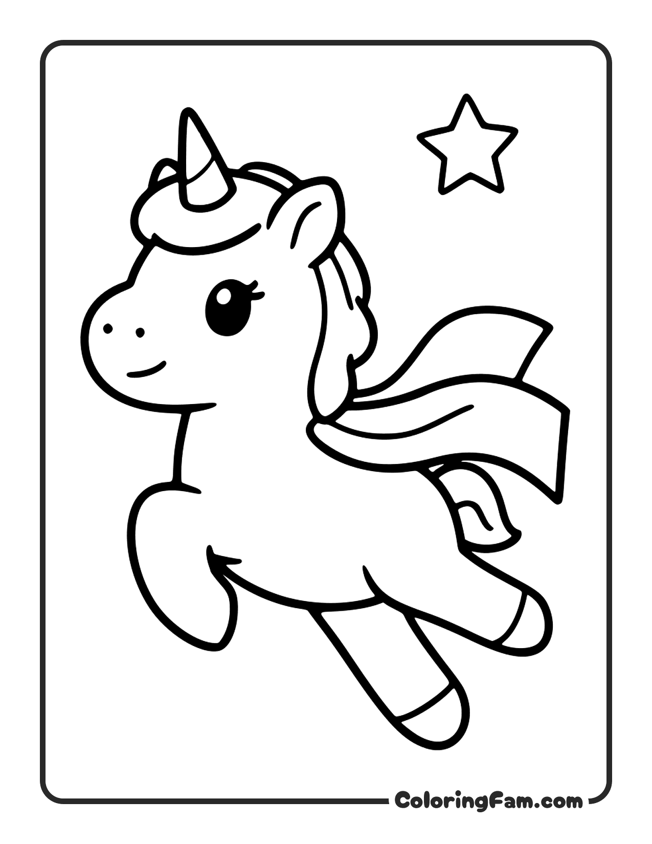 Unicorn Leaping With Star coloring page