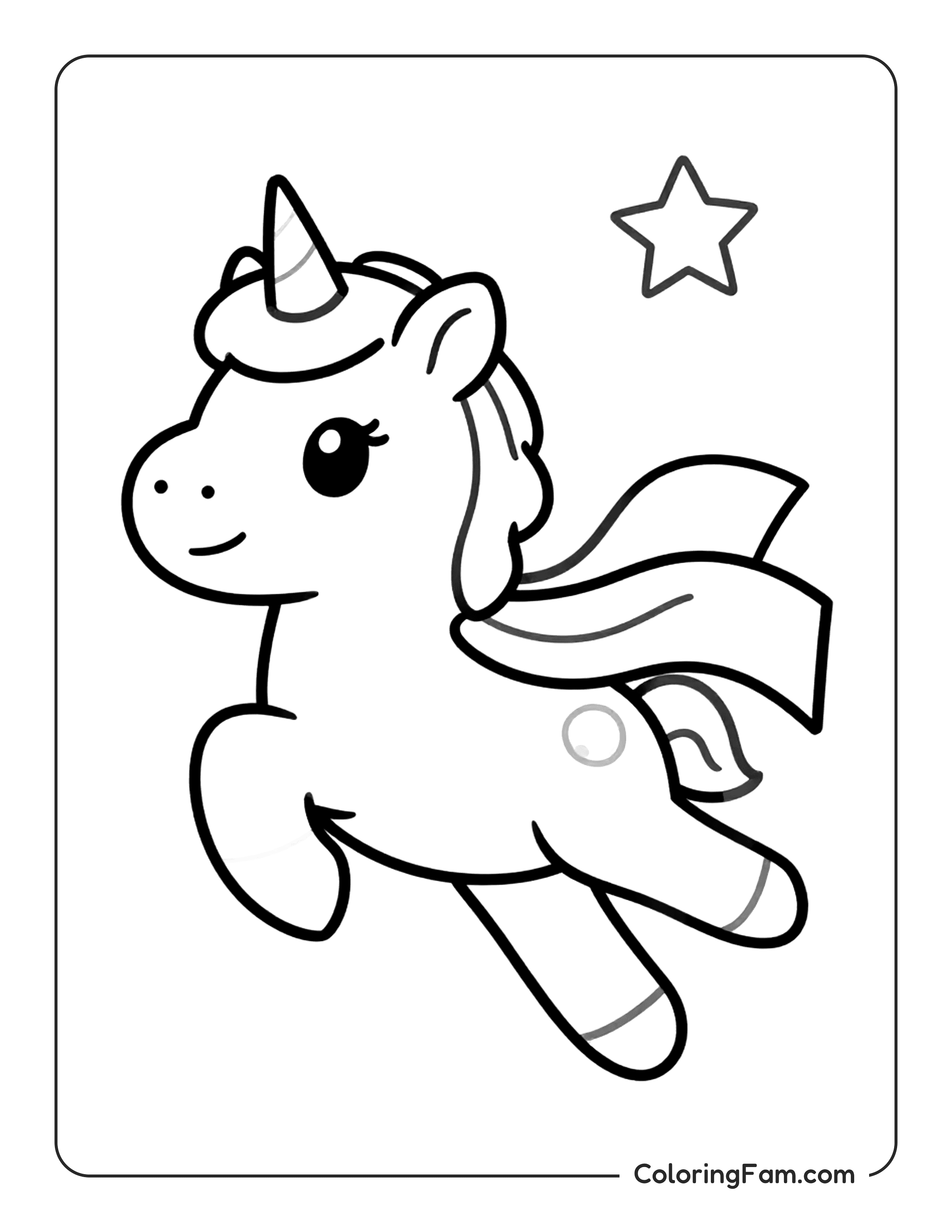 Unicorn Leaping With Star coloring page