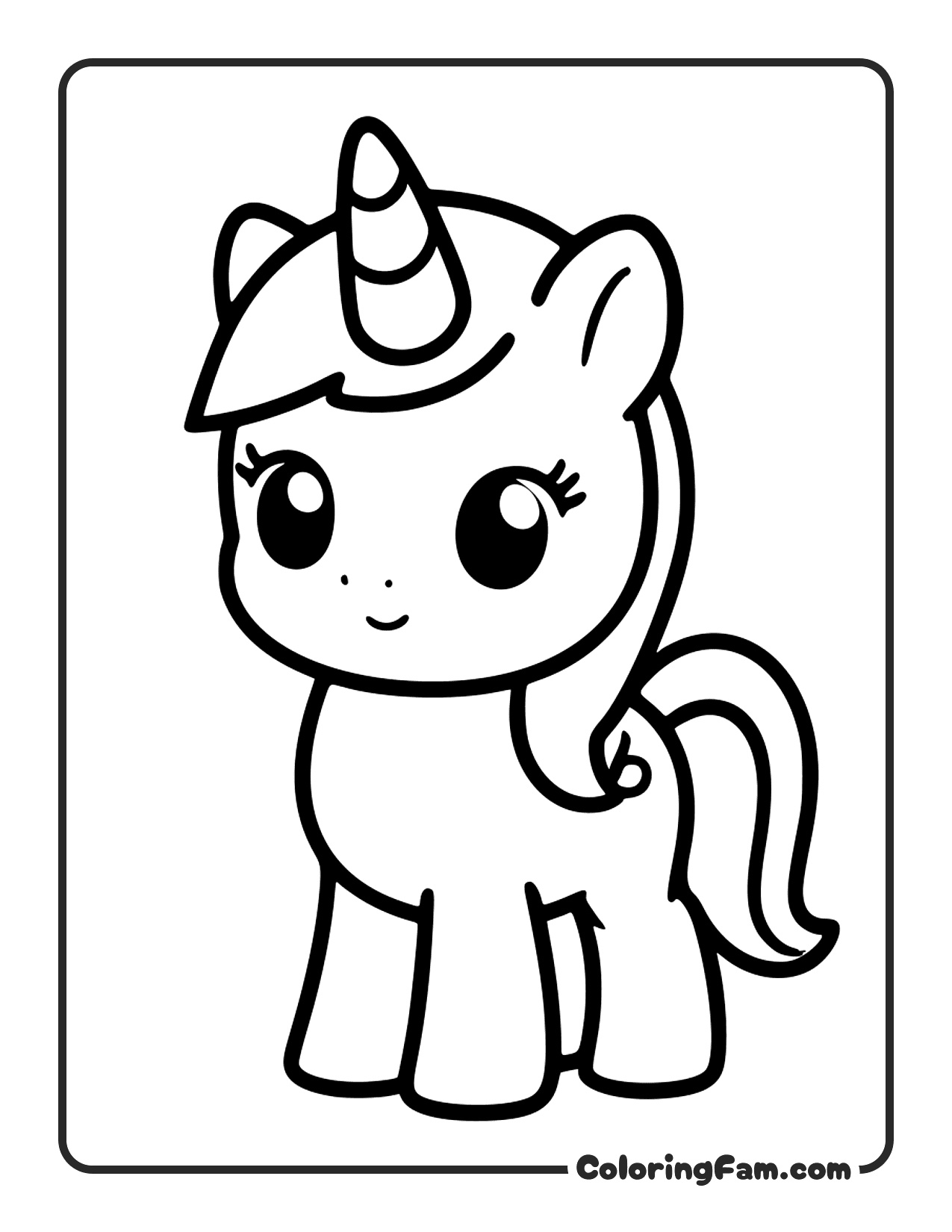 Unicorn Standing Upright coloring page