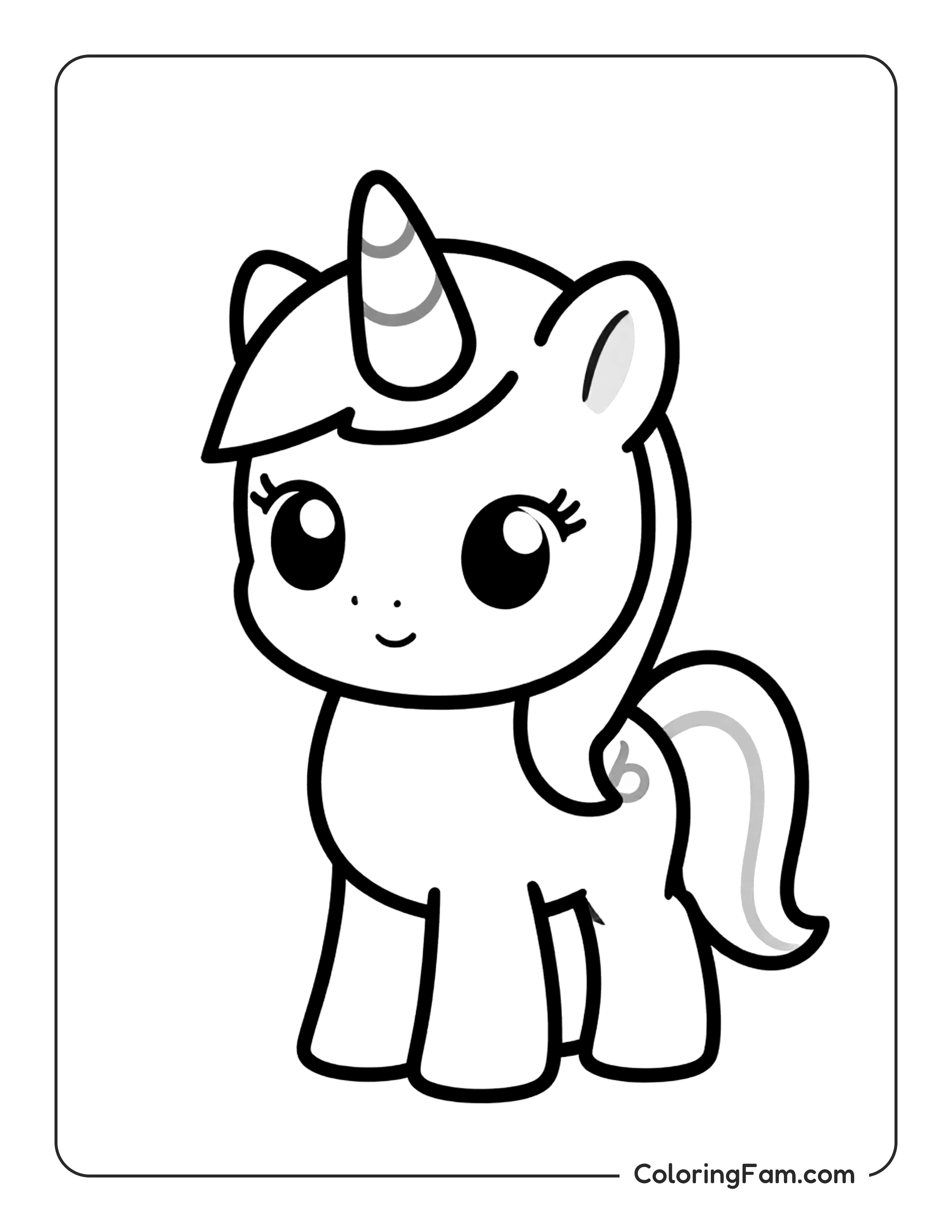 Unicorn Standing Upright Coloring Page Coloringfam