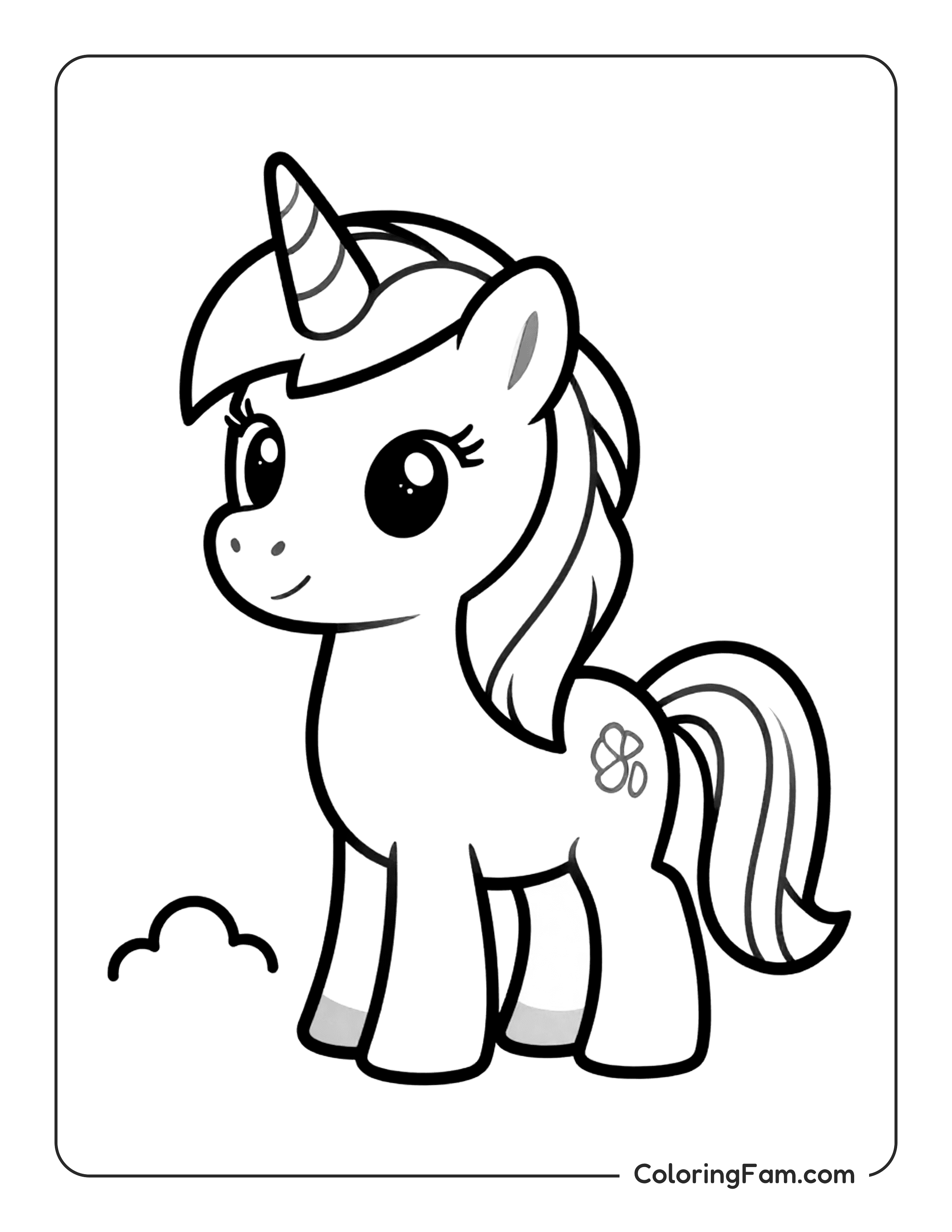Unicorn Standing With Clover Coloring Page Coloringfam