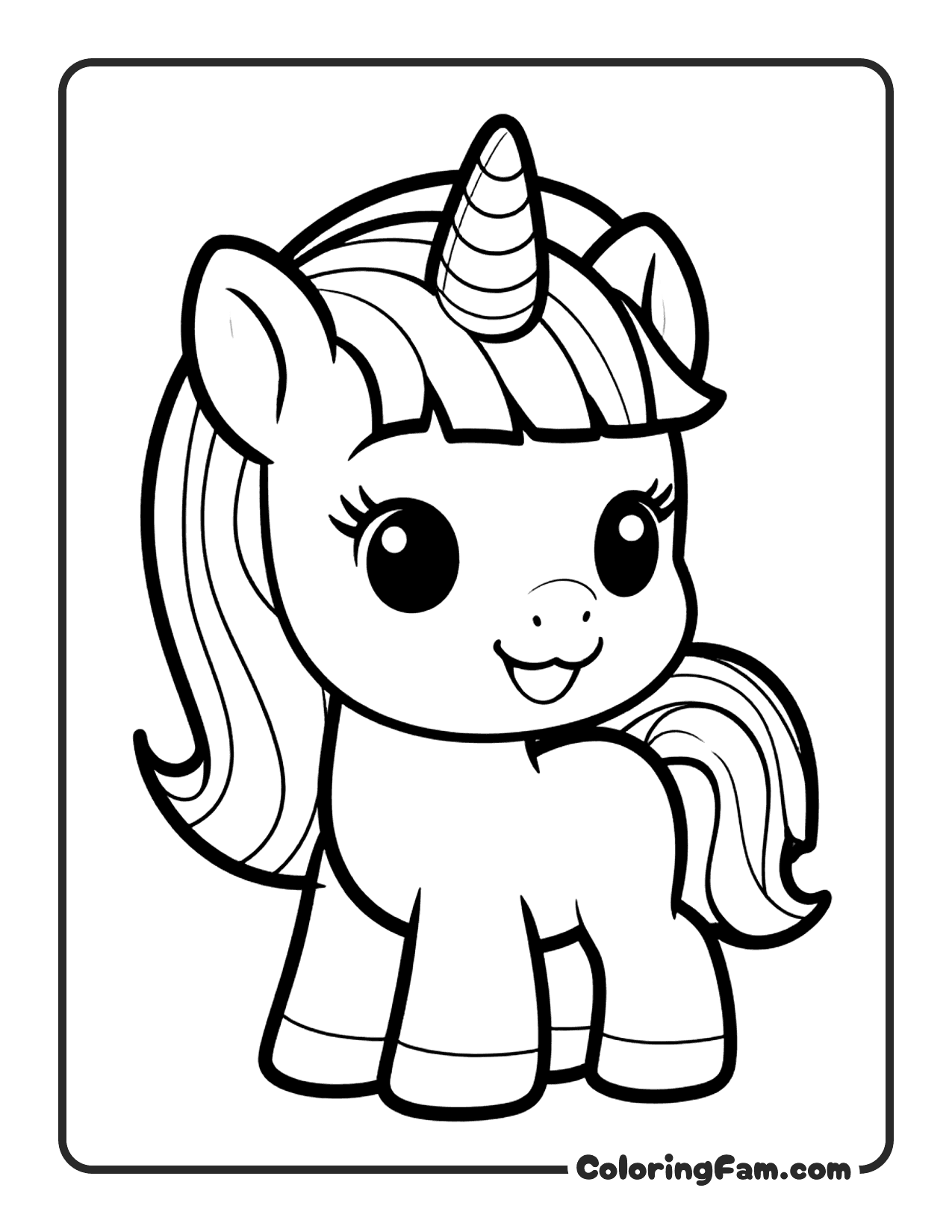 Unicorn Standing With Tail coloring page