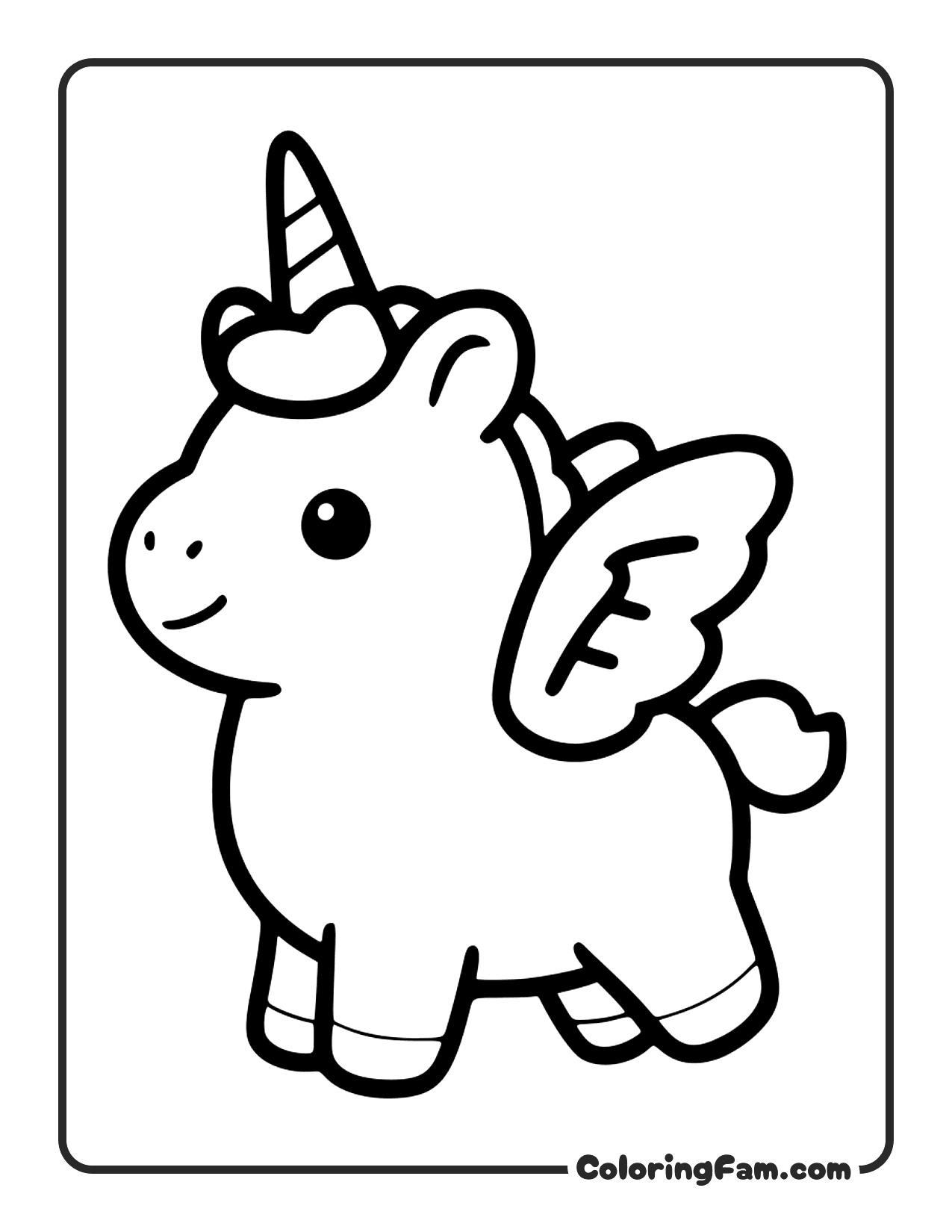 Unicorn Standing With Wings coloring page