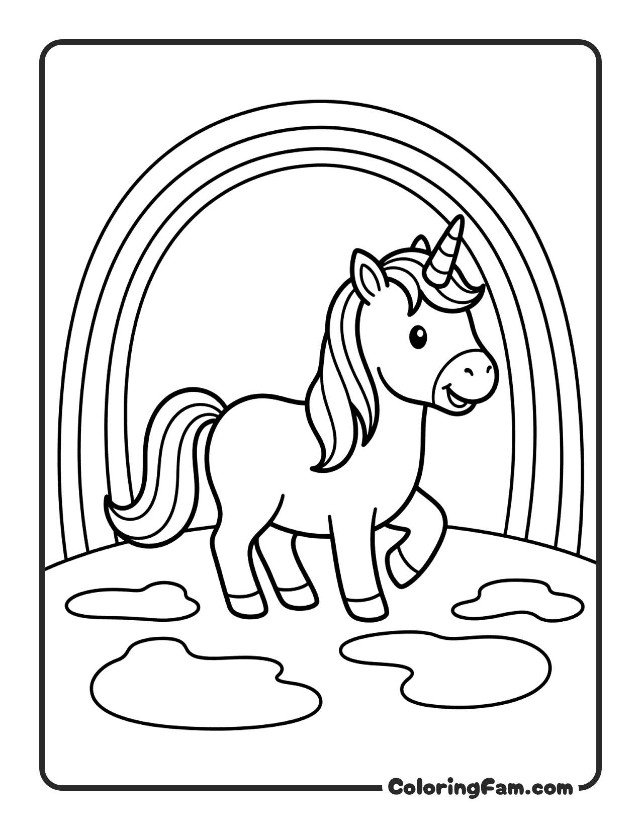 Unicorn Walking Rainbow coloring page