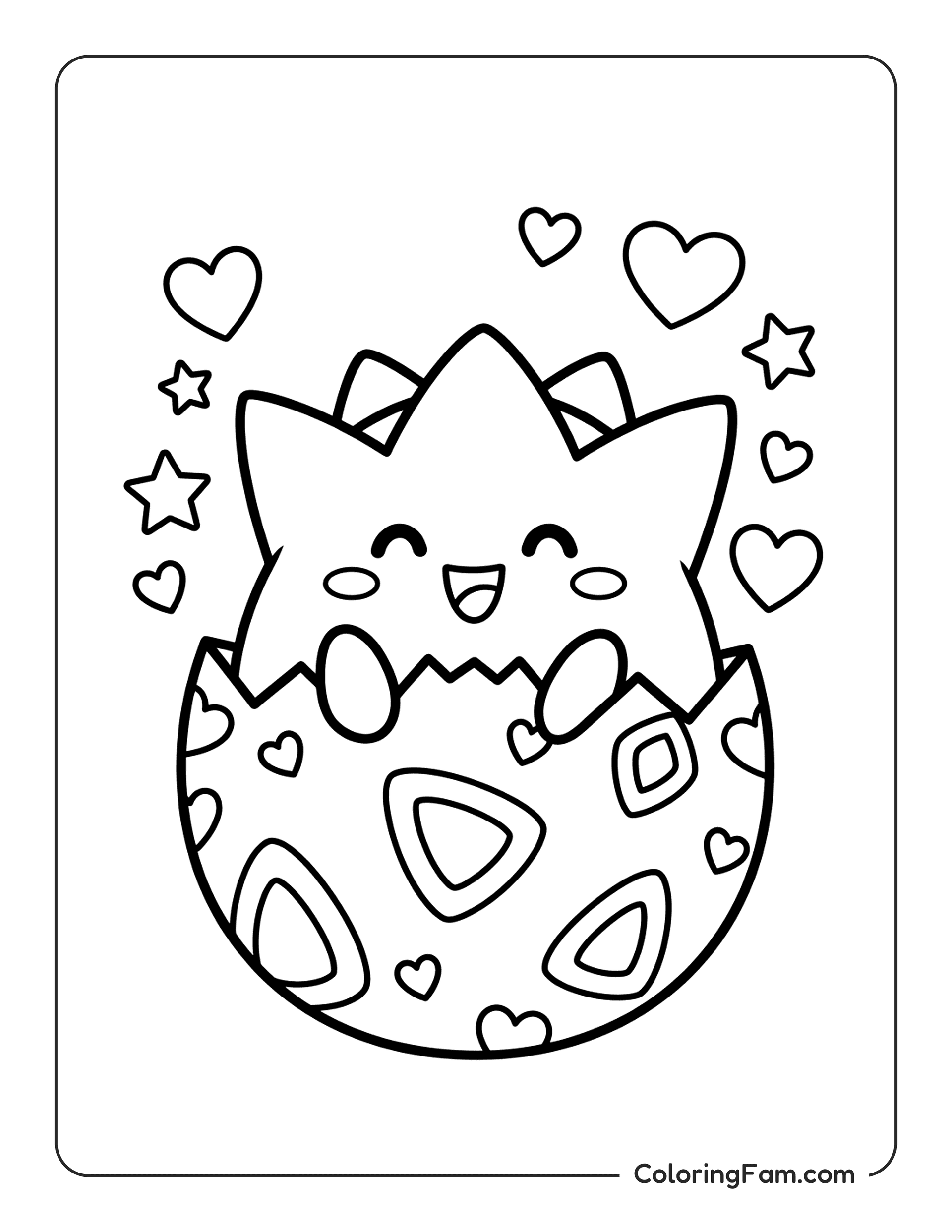 Togepi Hatching From A Valentine Heart coloring page