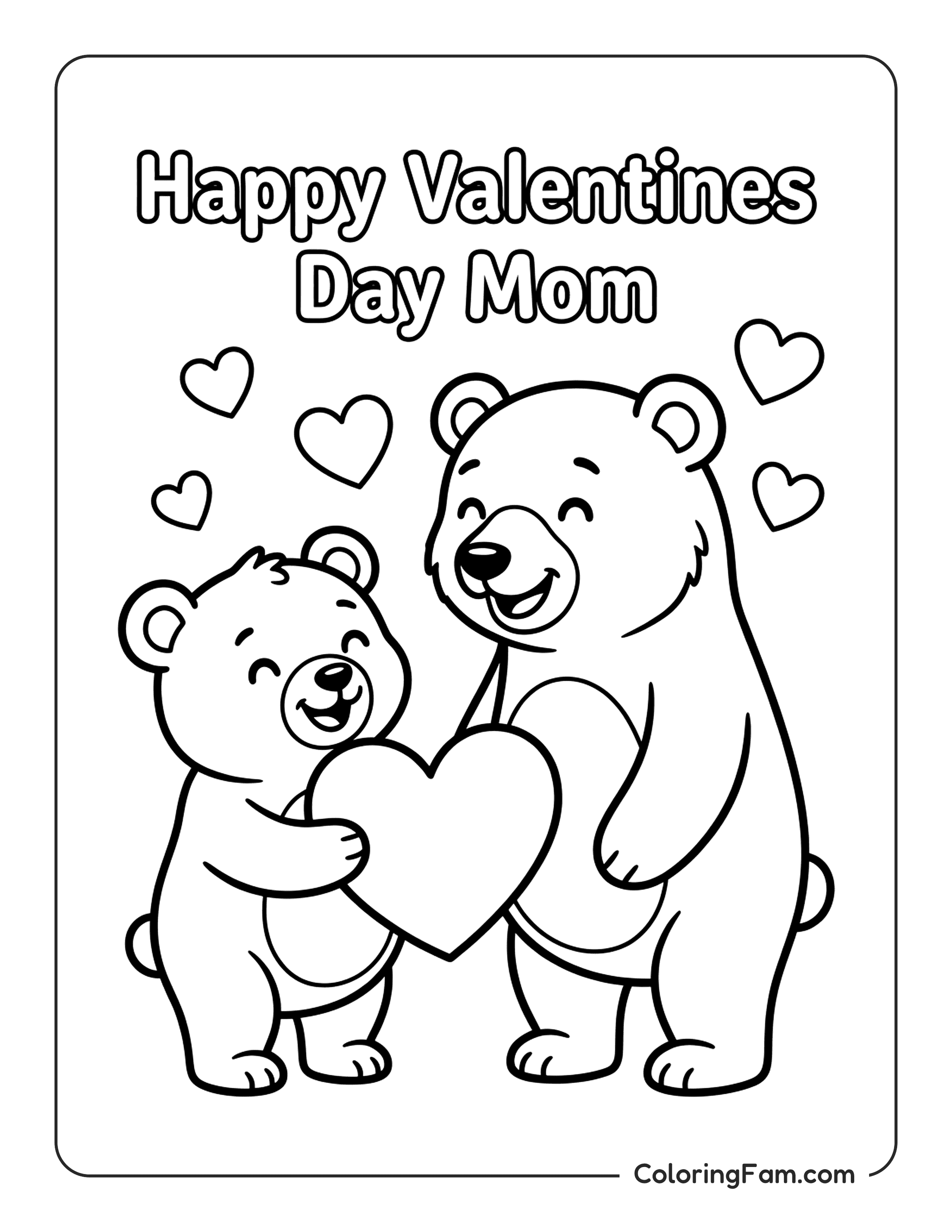 Bear Holding Heart coloring page