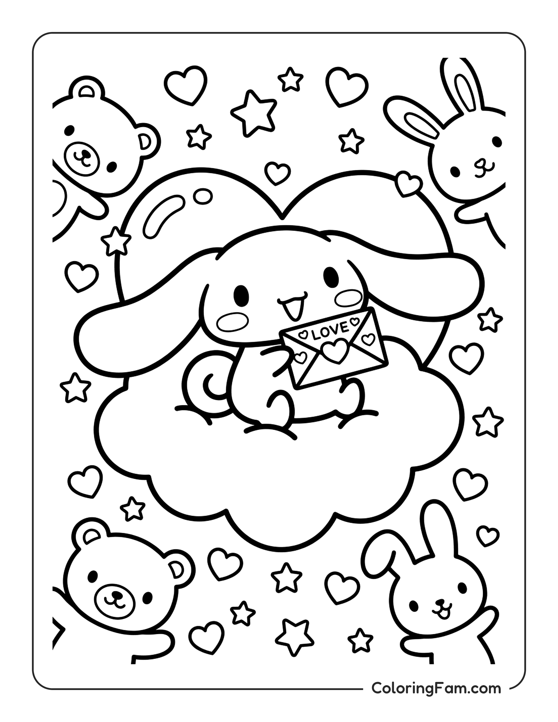 Cinnamoroll Holding Love Letter coloring page