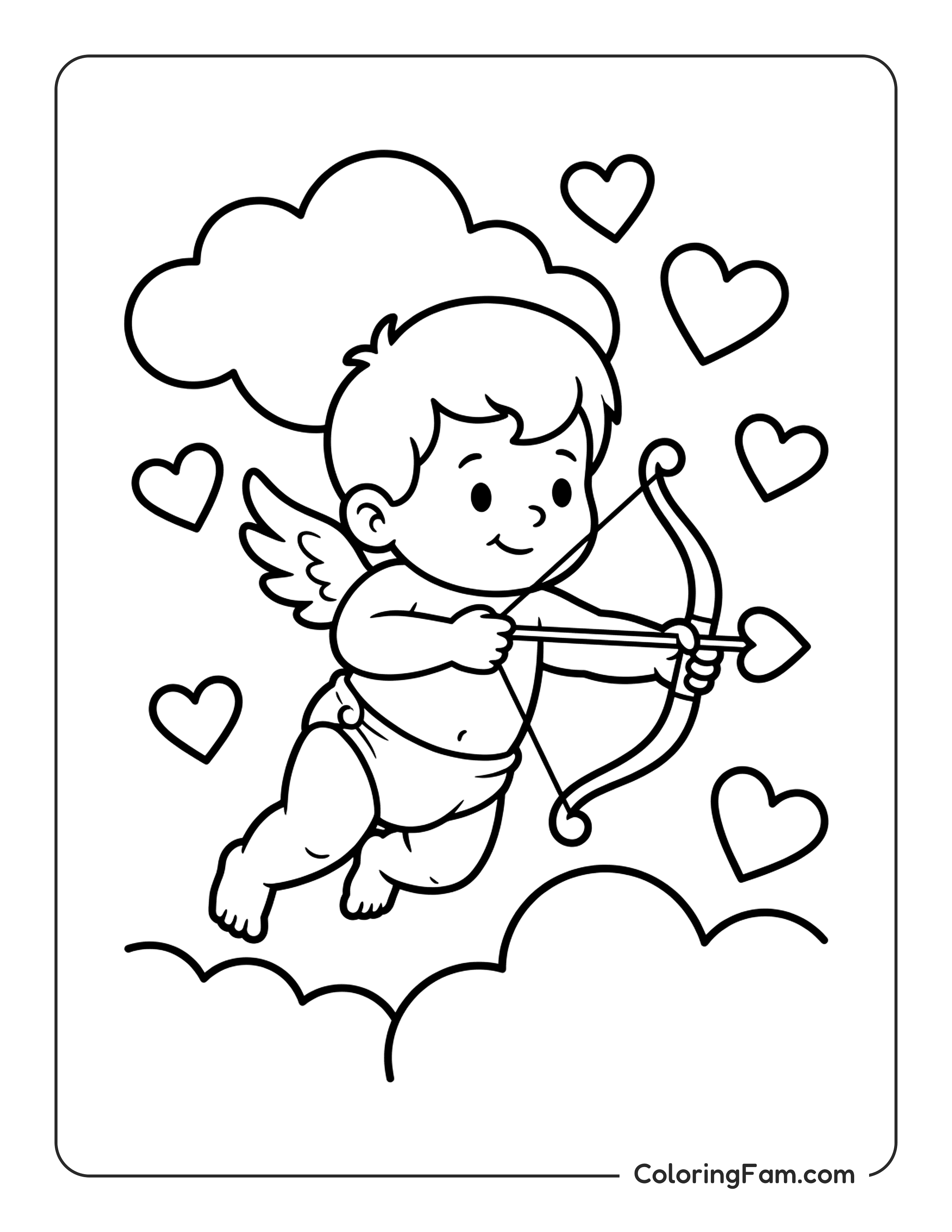Cupid Aiming Arrow coloring page