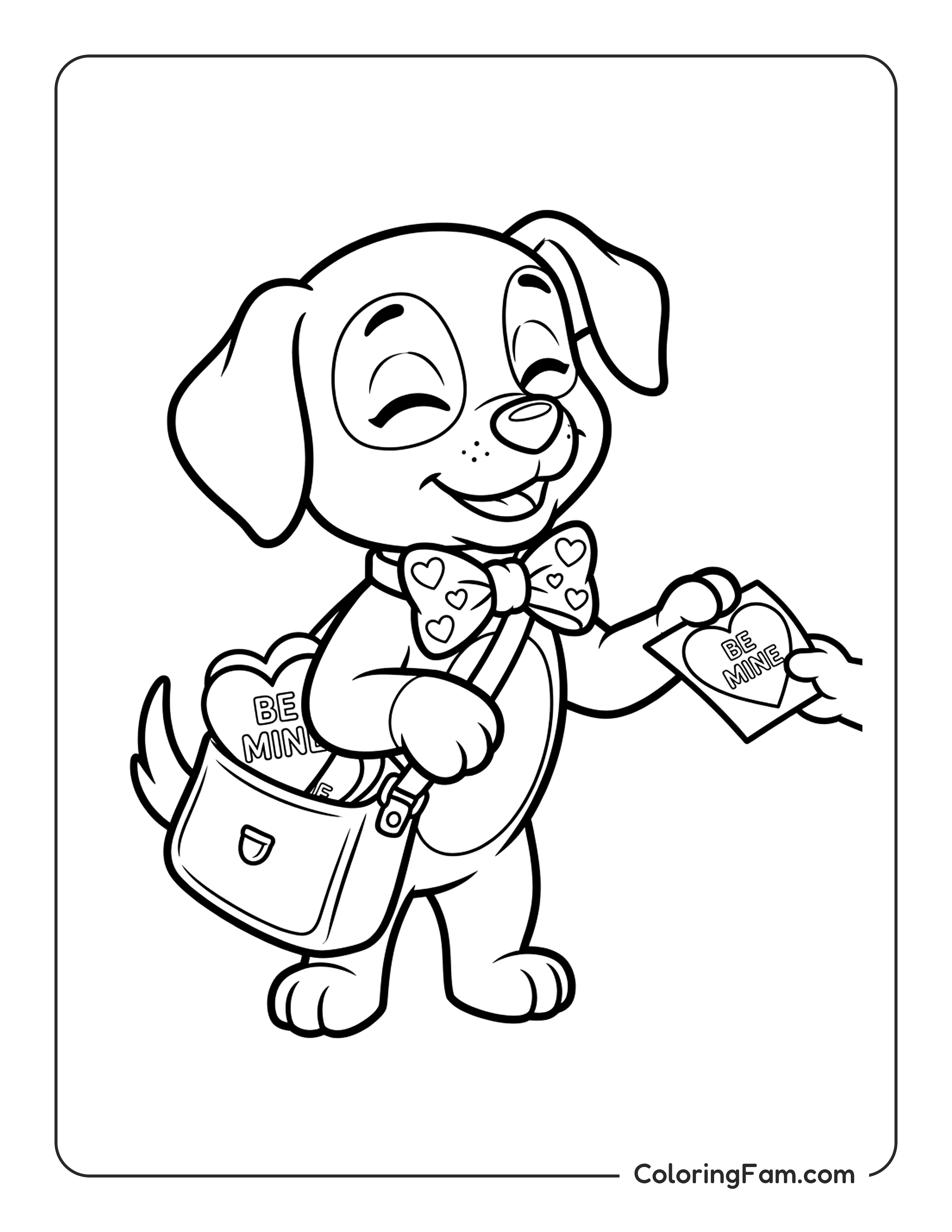 Dog Giving Valentine coloring page