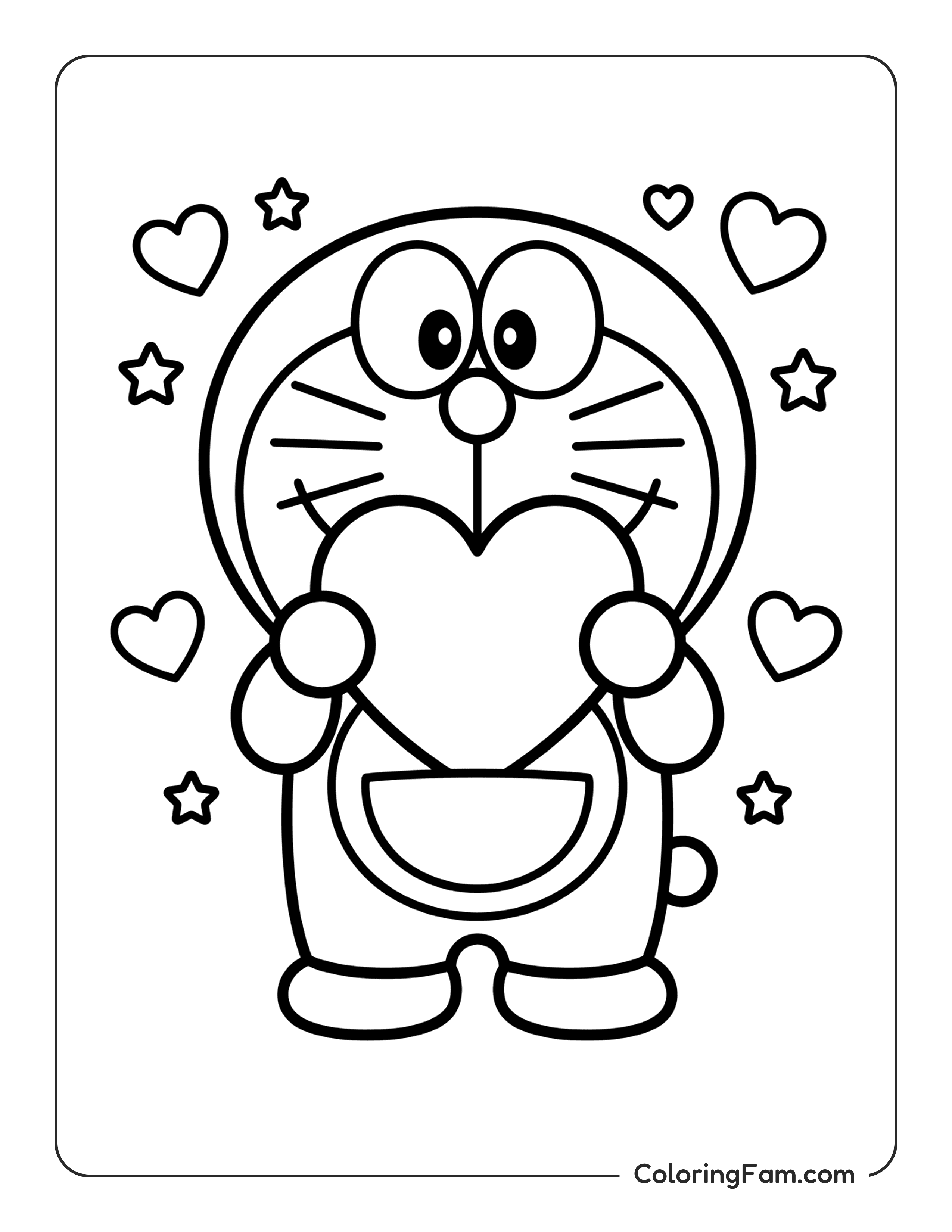 Doraemon Holding Heart coloring page