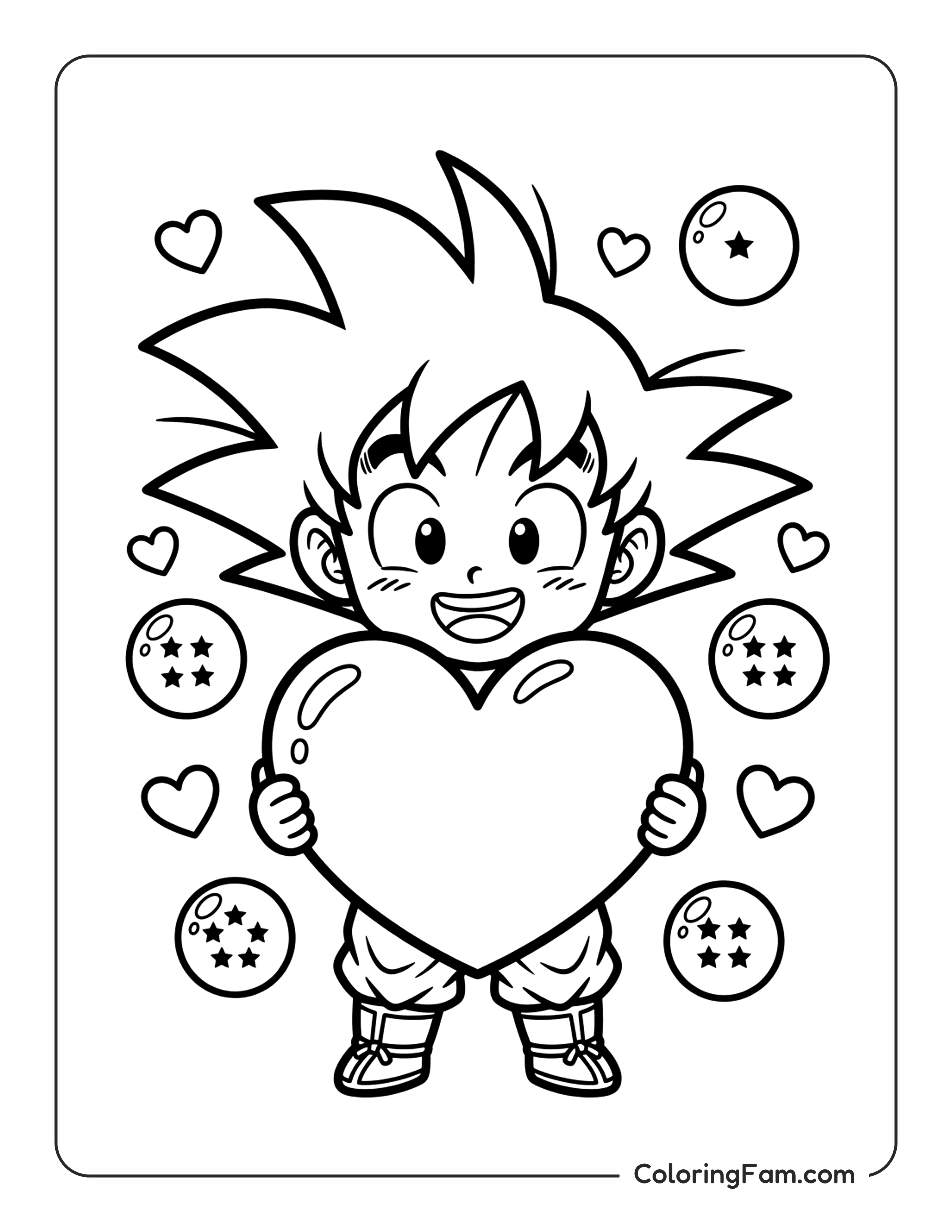 Goku Holding Heart coloring page