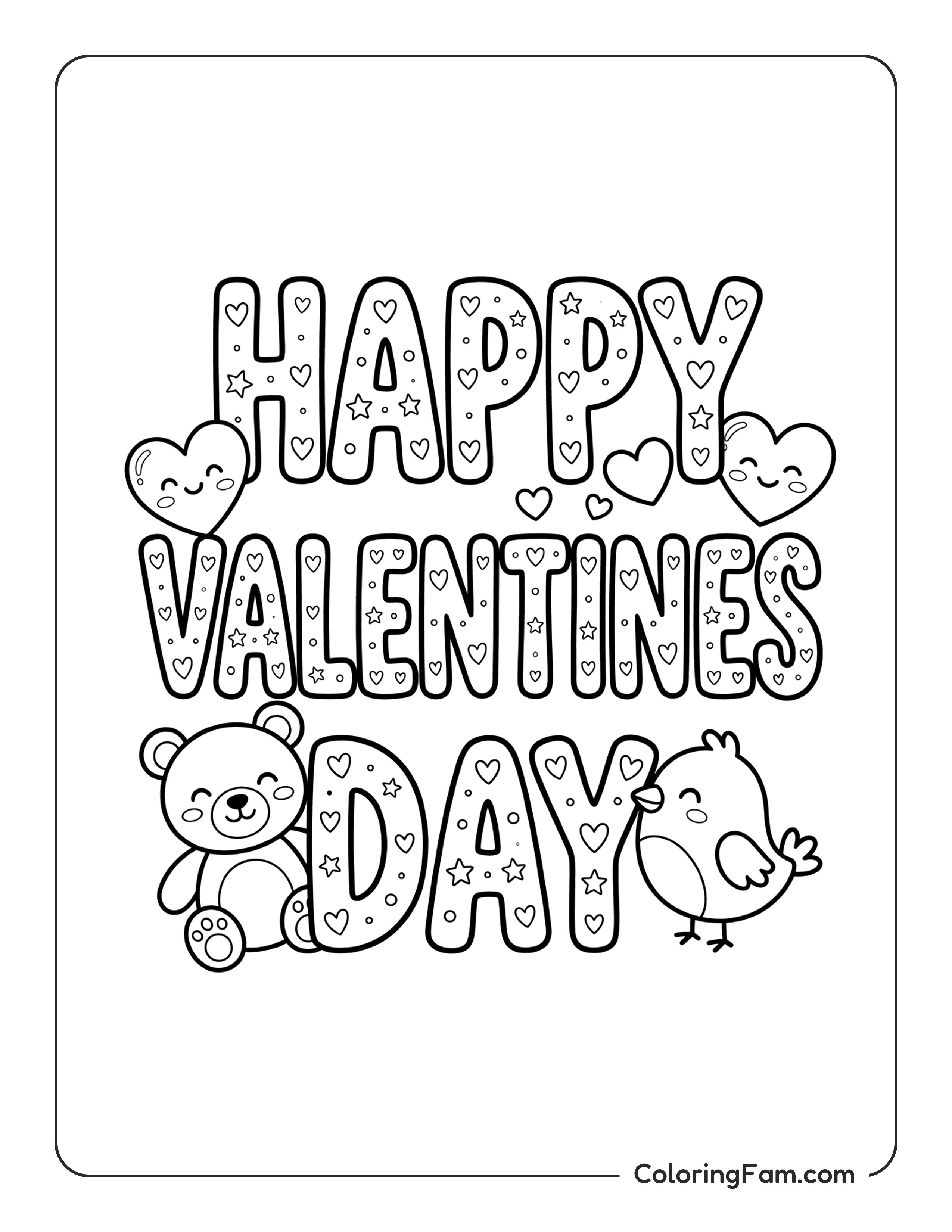 Happy Valentines Day coloring page