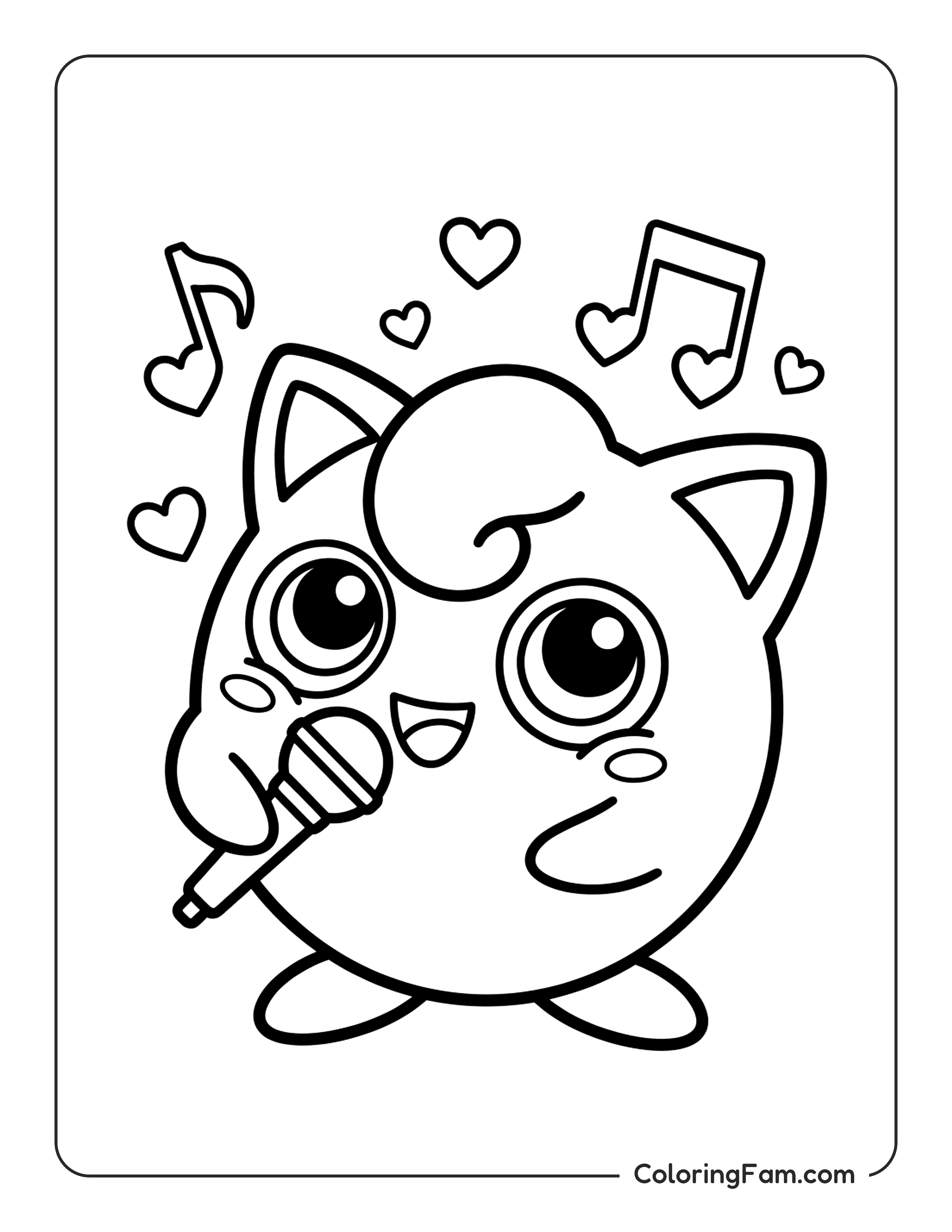 Jigglypuff Singing With Microphone coloring page