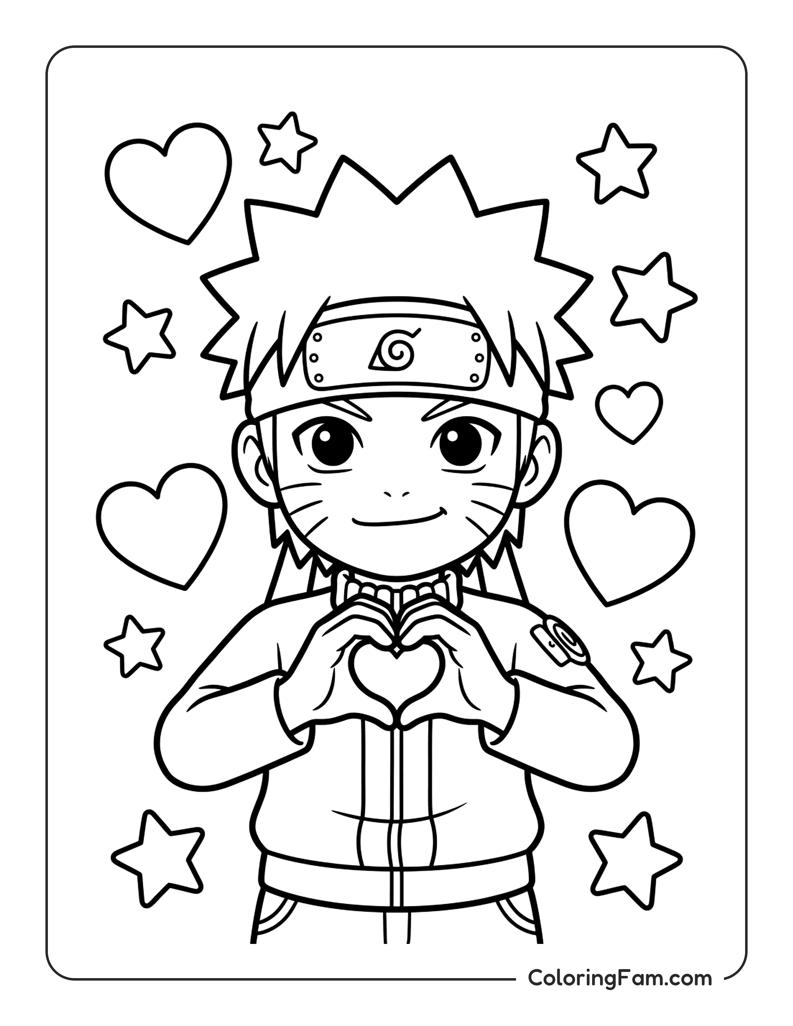 Naruto Making Heart Shape coloring page
